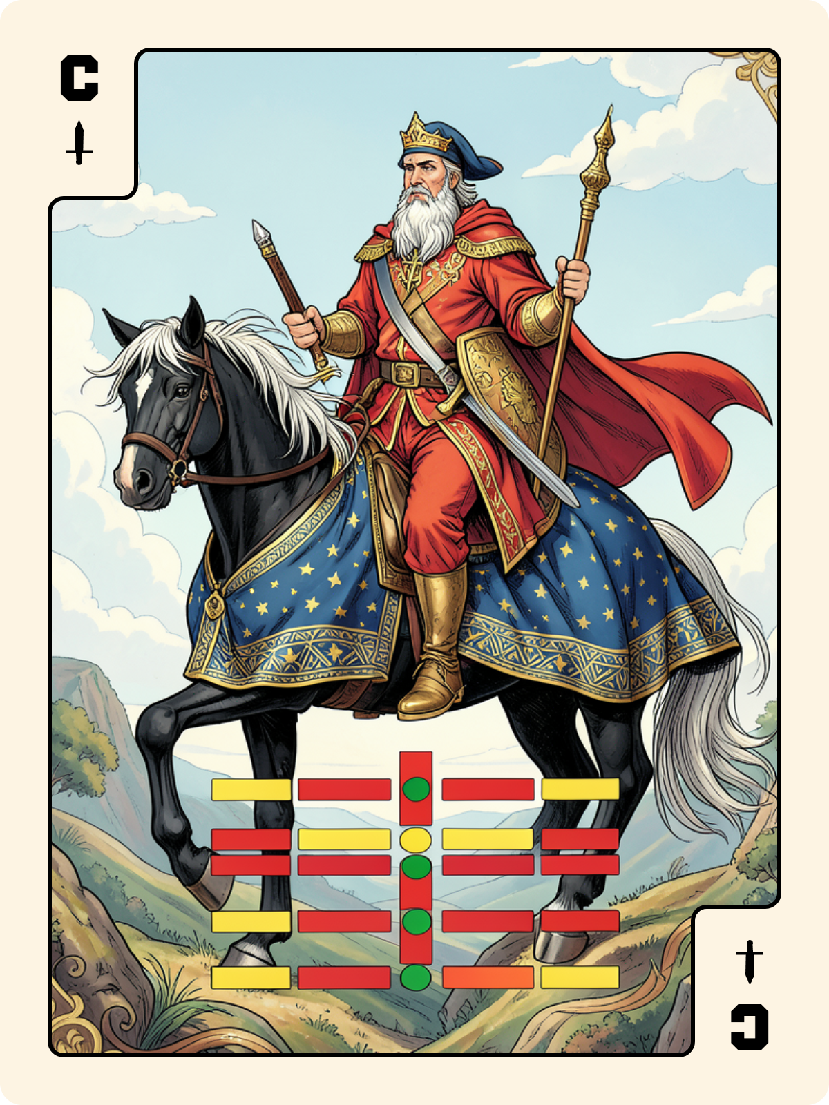 Arcane majeur 4 + Cavalier d'Épée + 10 de Gland