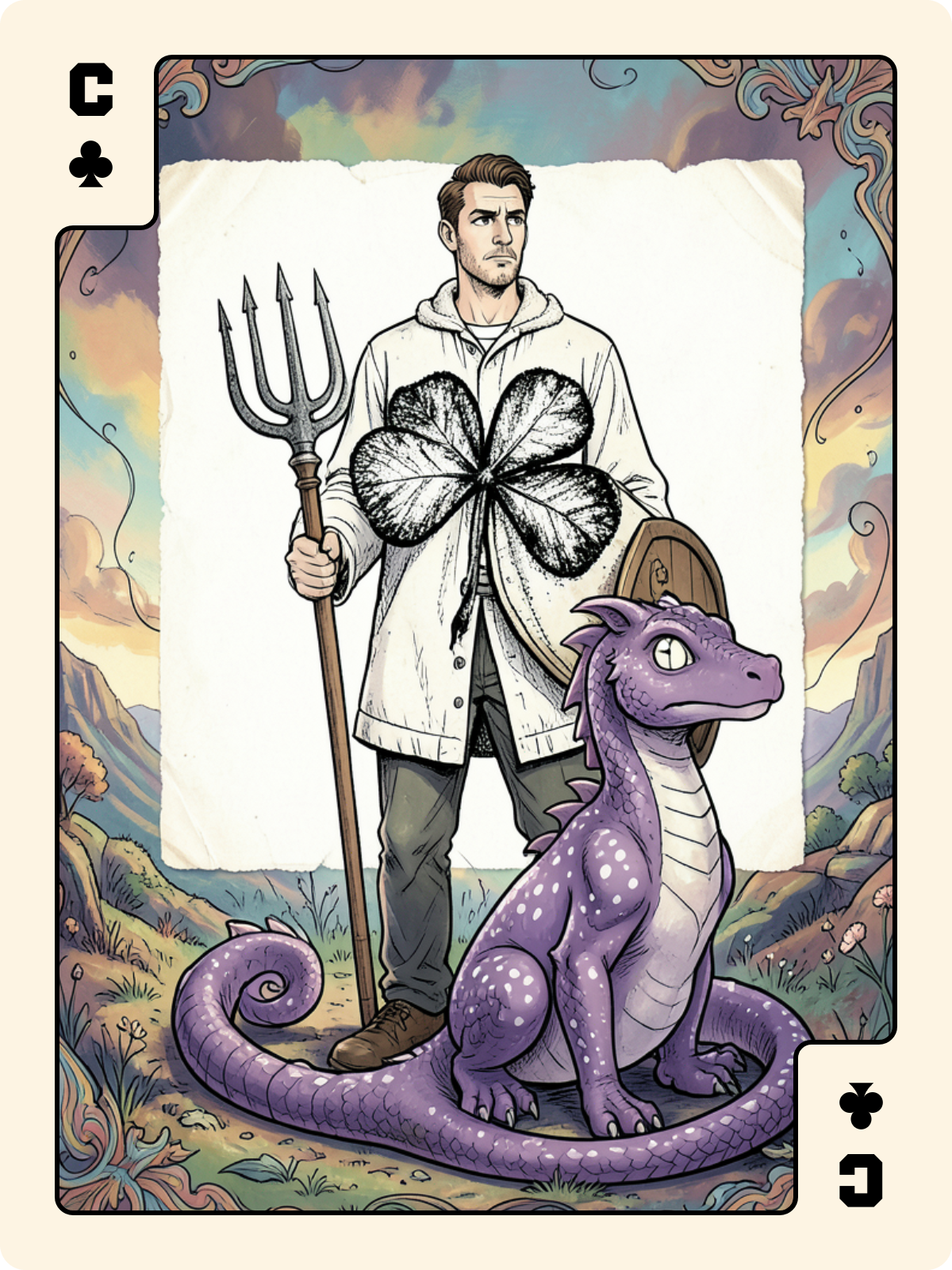 As de Trèfle + Cavalier de Trèfle + Valet de Cœur