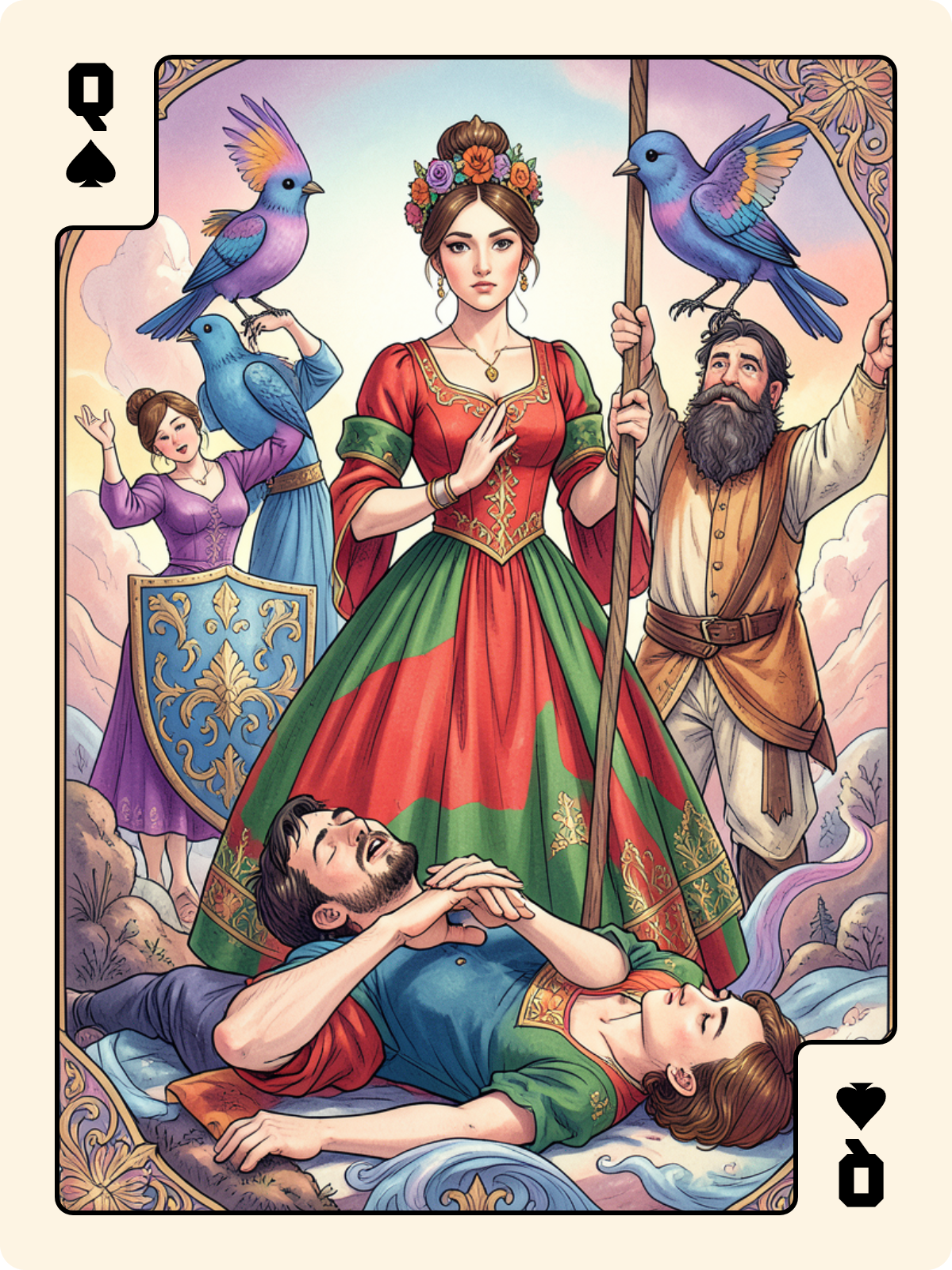 Ober de Bouclier + Dame de Pique + Roi de Trèfle