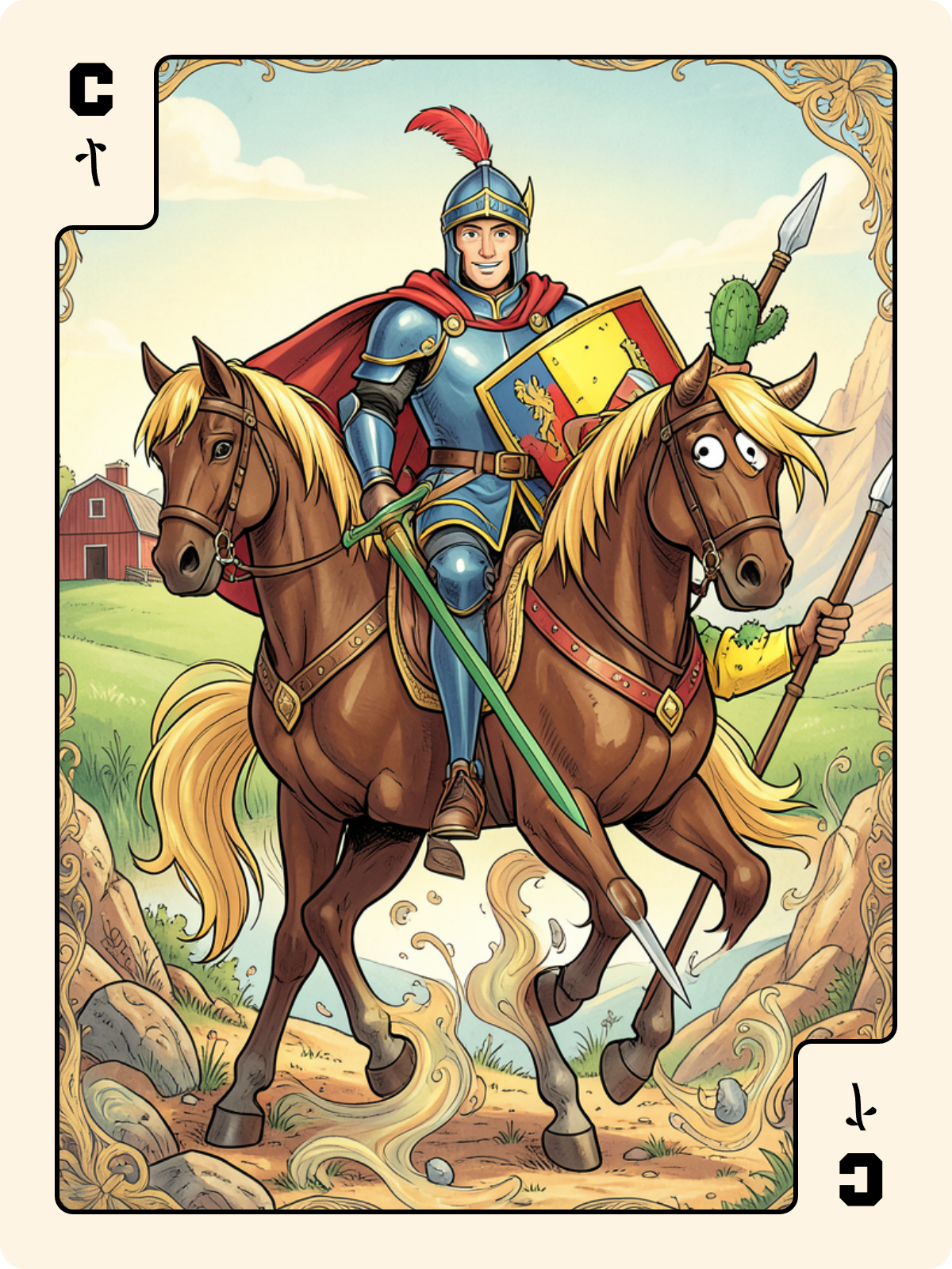 Valet de Bâton + Cavalier de Bâton + Cavalier de Bâton