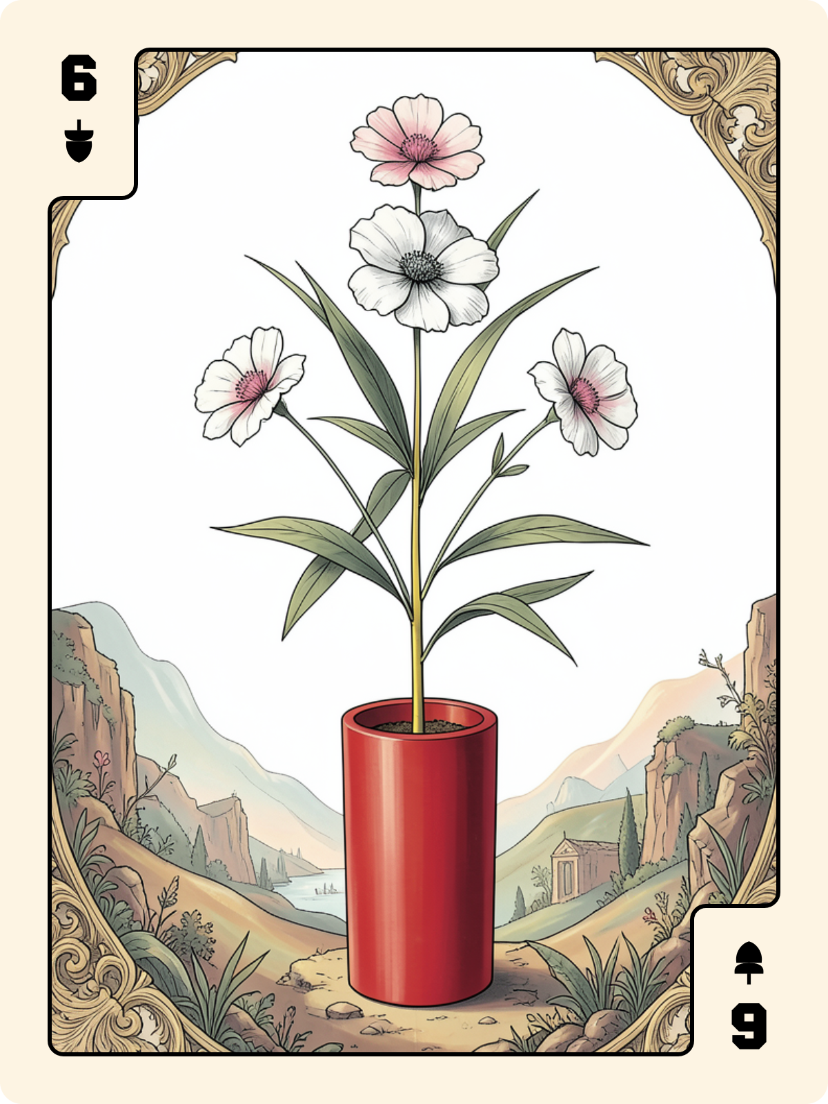 As de Carreau + 6 de Gland + 4 de Rose