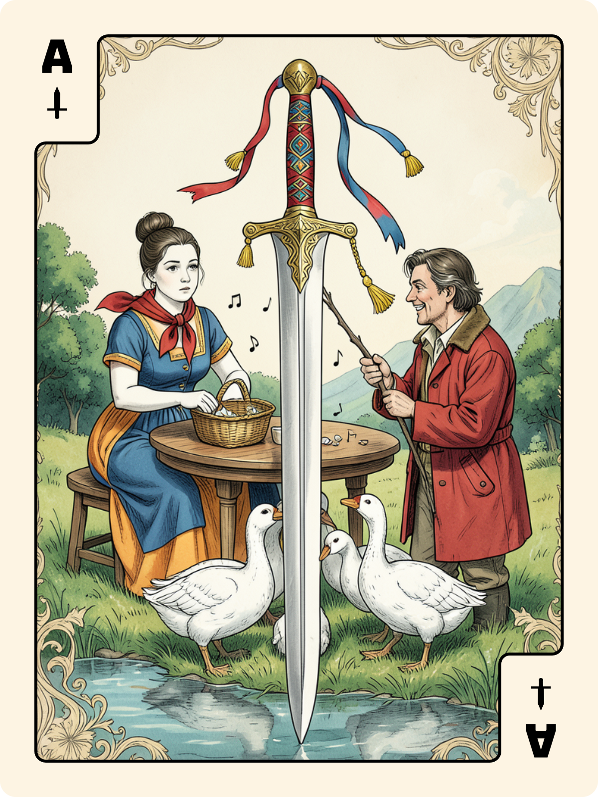 Dame de Pique + As d'Épée + Atout 1