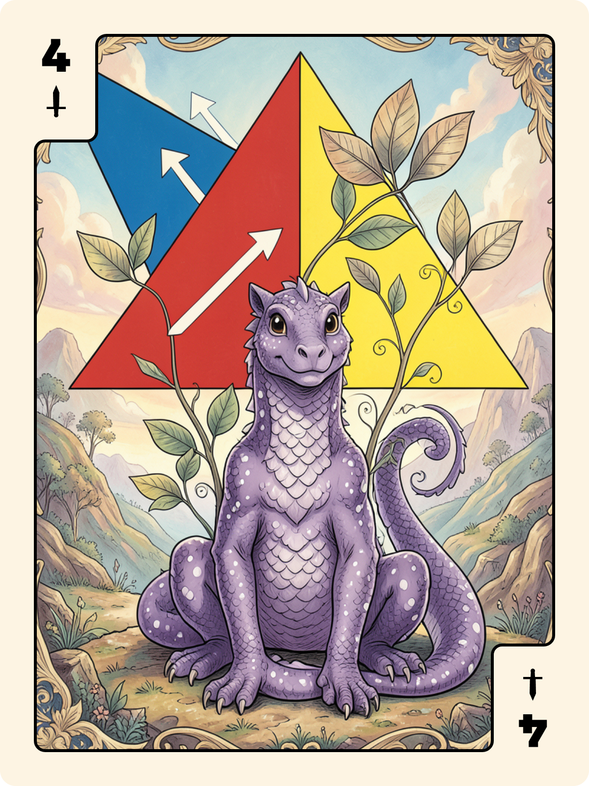 6 de Feuille + 4 d'Épée + Valet de Cœur