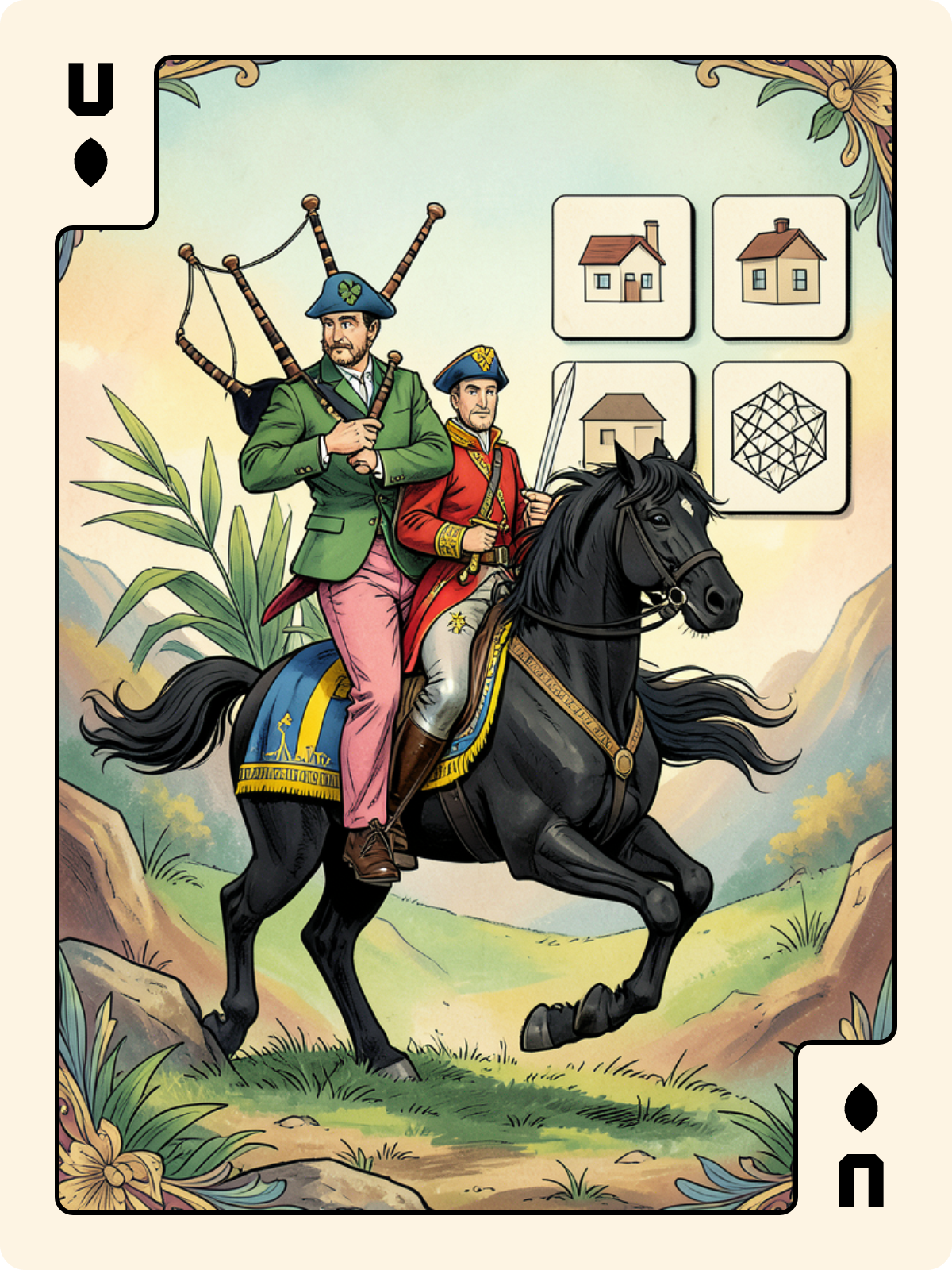 Cavalier d'Épée + Unter de Feuille + 8 de Bouclier