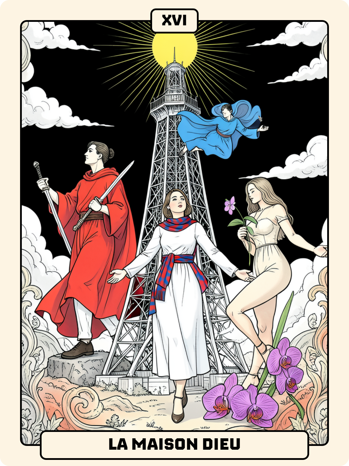 Roi de Cœur + Arcane majeur 16 + Unter de Rose