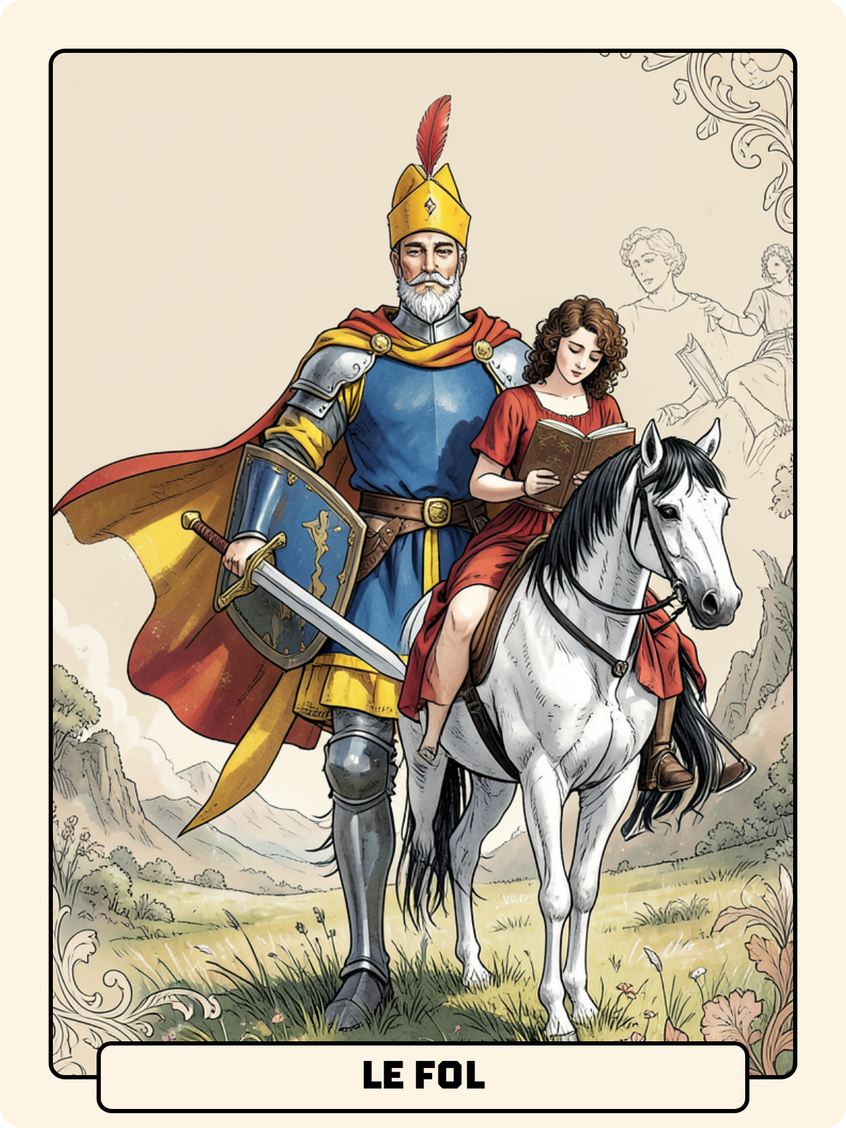 As de Pique + Fou + Cavalier de Coupe
