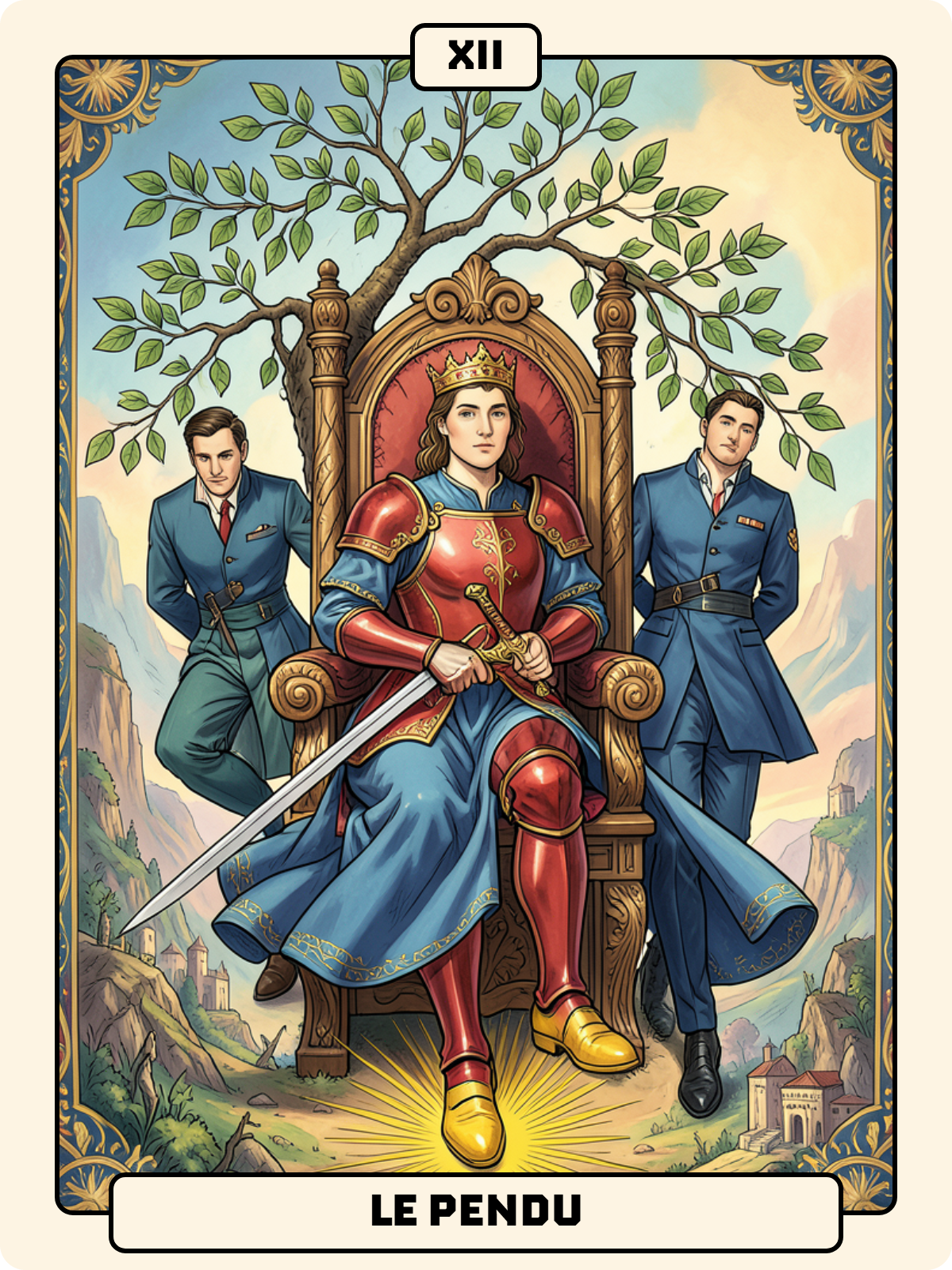 Dame de Bâton + Arcane majeur 12 + 8 de Pique