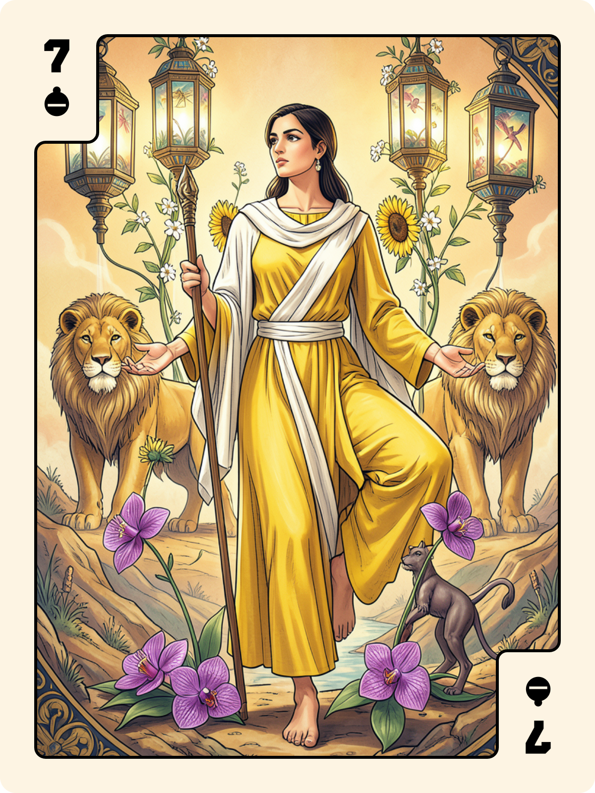 Dame de Bâton + 7 de Grelot + Unter de Rose