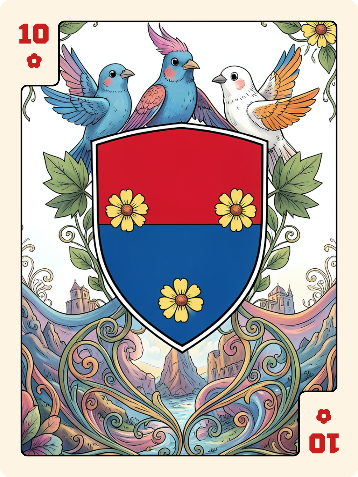 Roi de Trèfle + 10 de Rose + 6 de Feuille