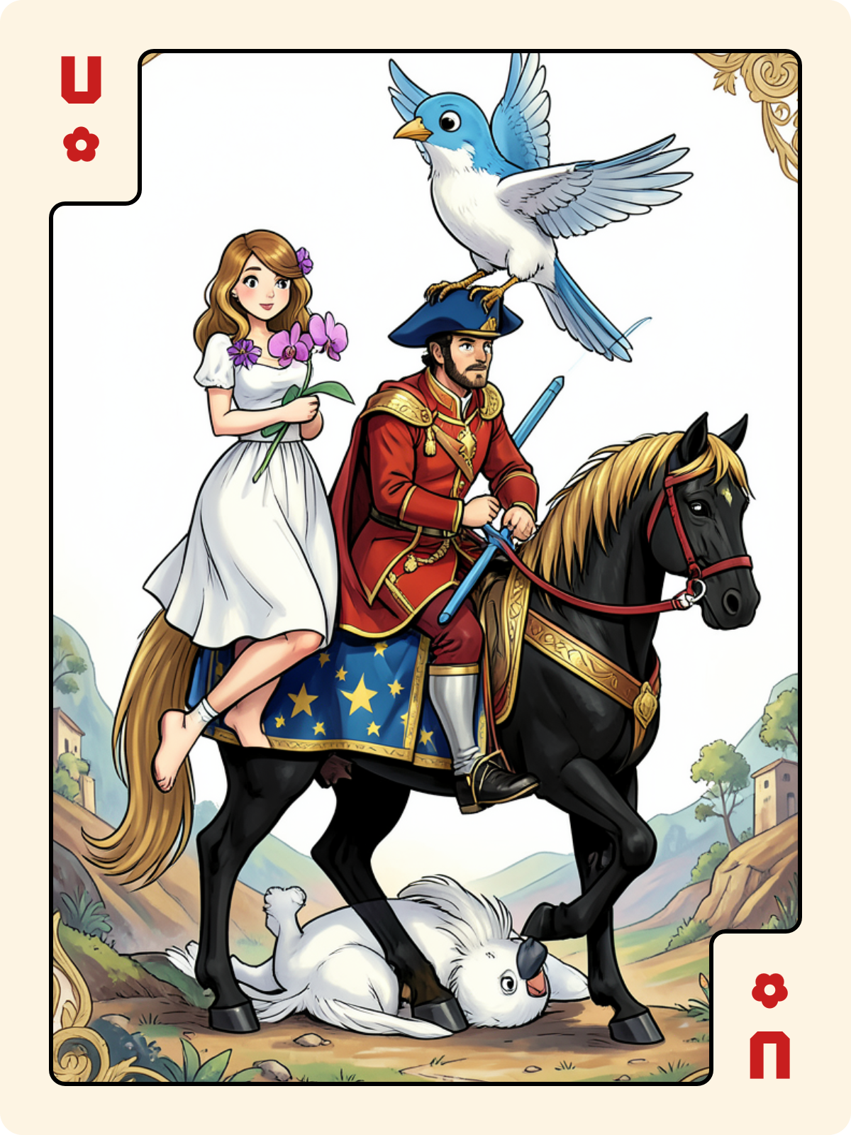 Cavalier d'Épée + Unter de Rose + Roi de Trèfle