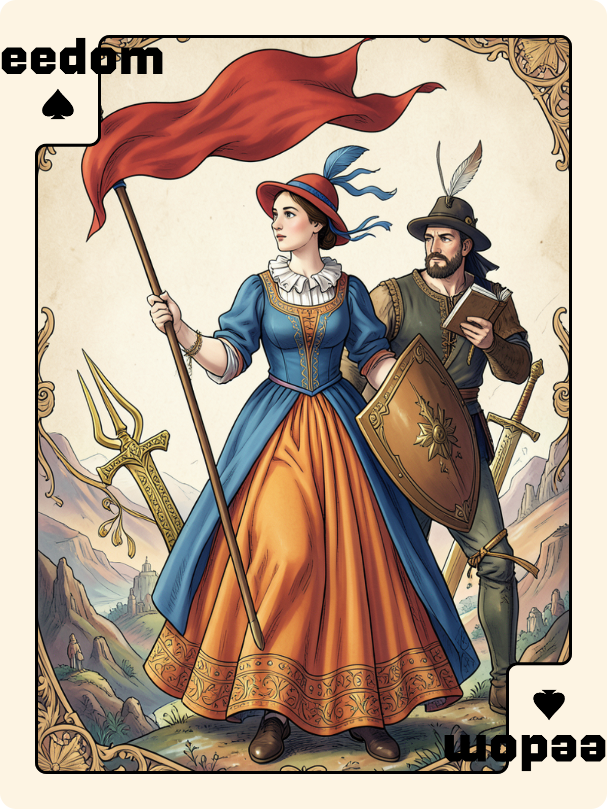 Valet de Pique + Liberté de Pique + 2 de Bâton