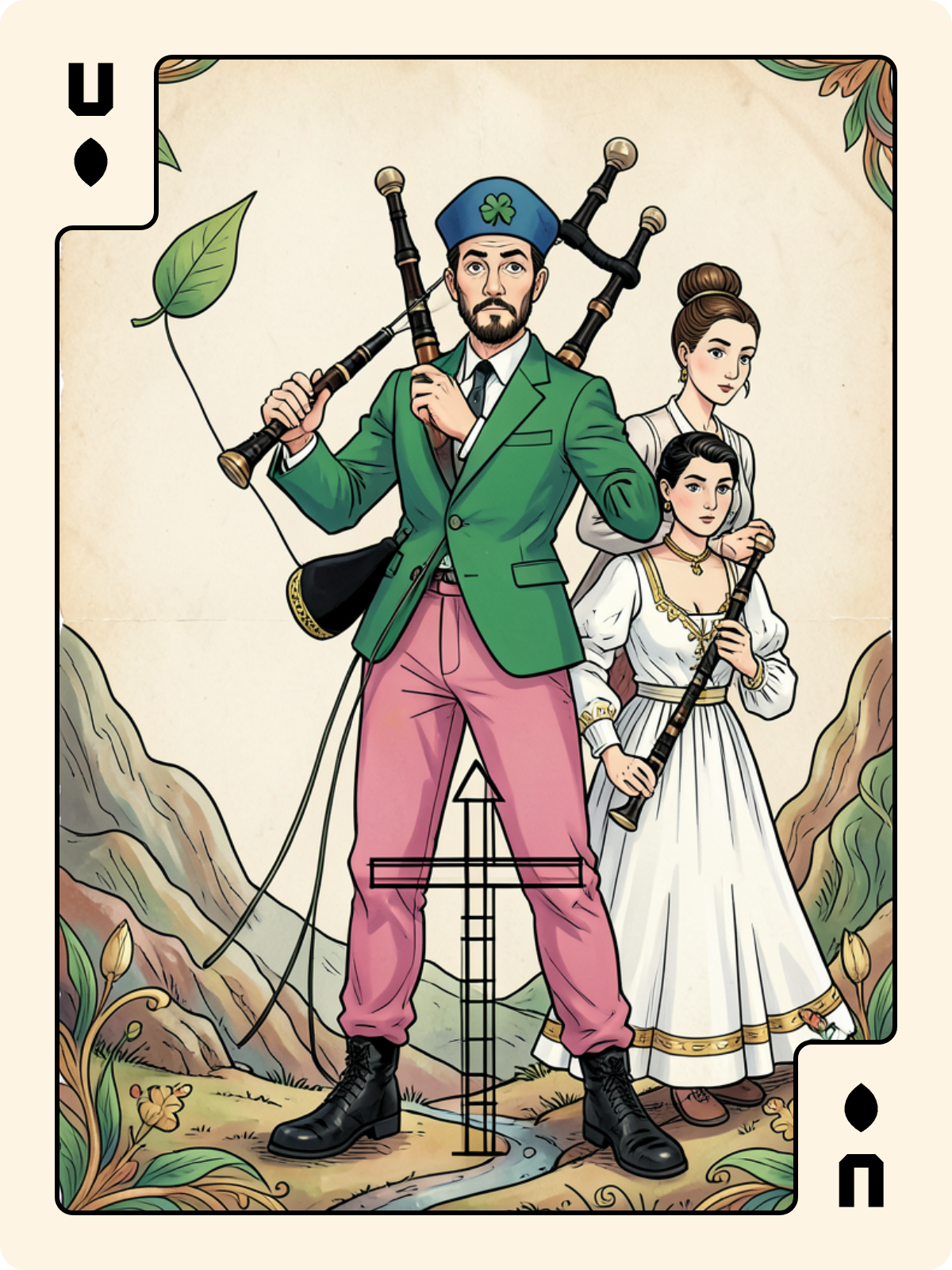 Dame de Trèfle + Unter de Feuille + 7 d'Épée