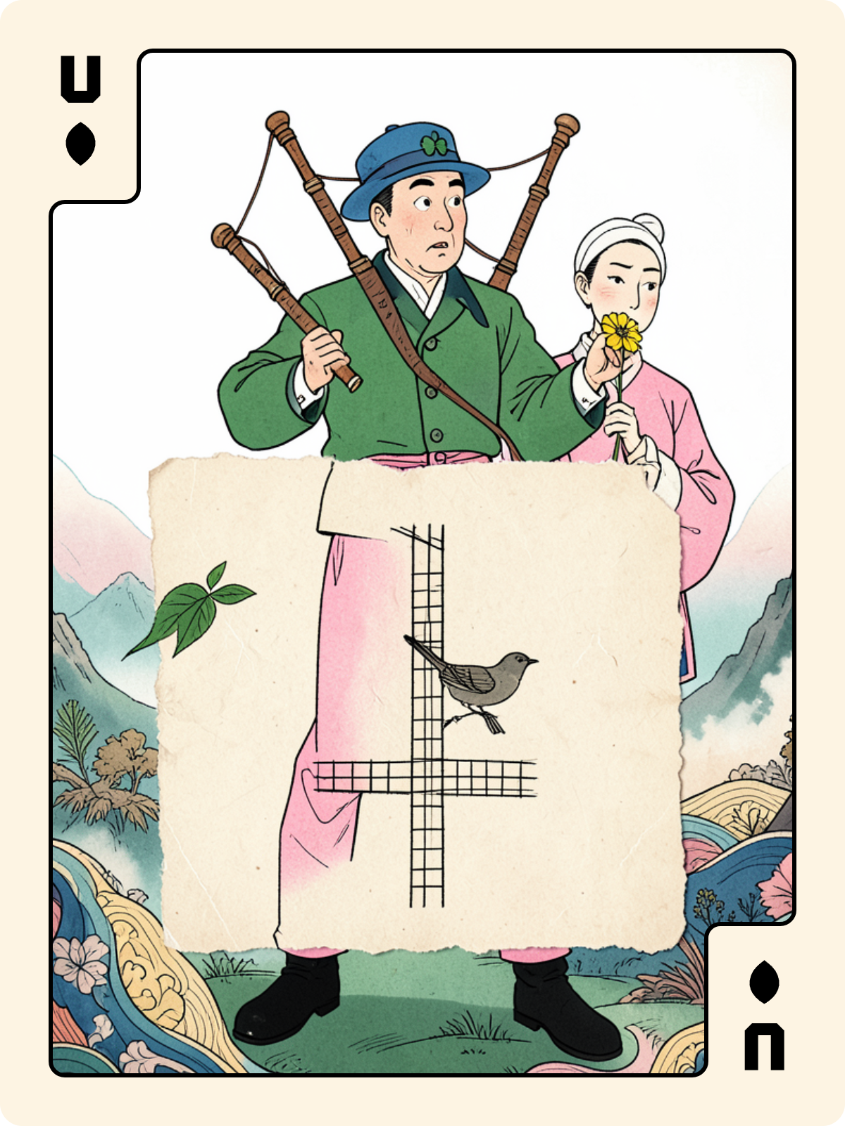 Dame de Trèfle + Unter de Feuille + 7 d'Épée