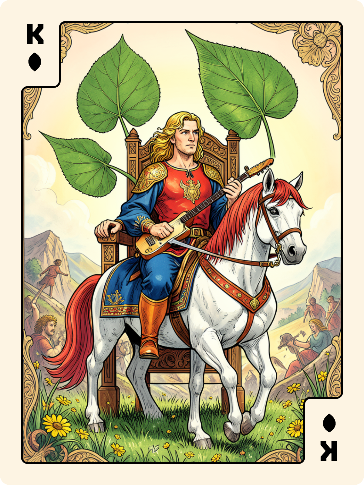 Cavalier d'Épée + Roi de Feuille + Ober de Feuille