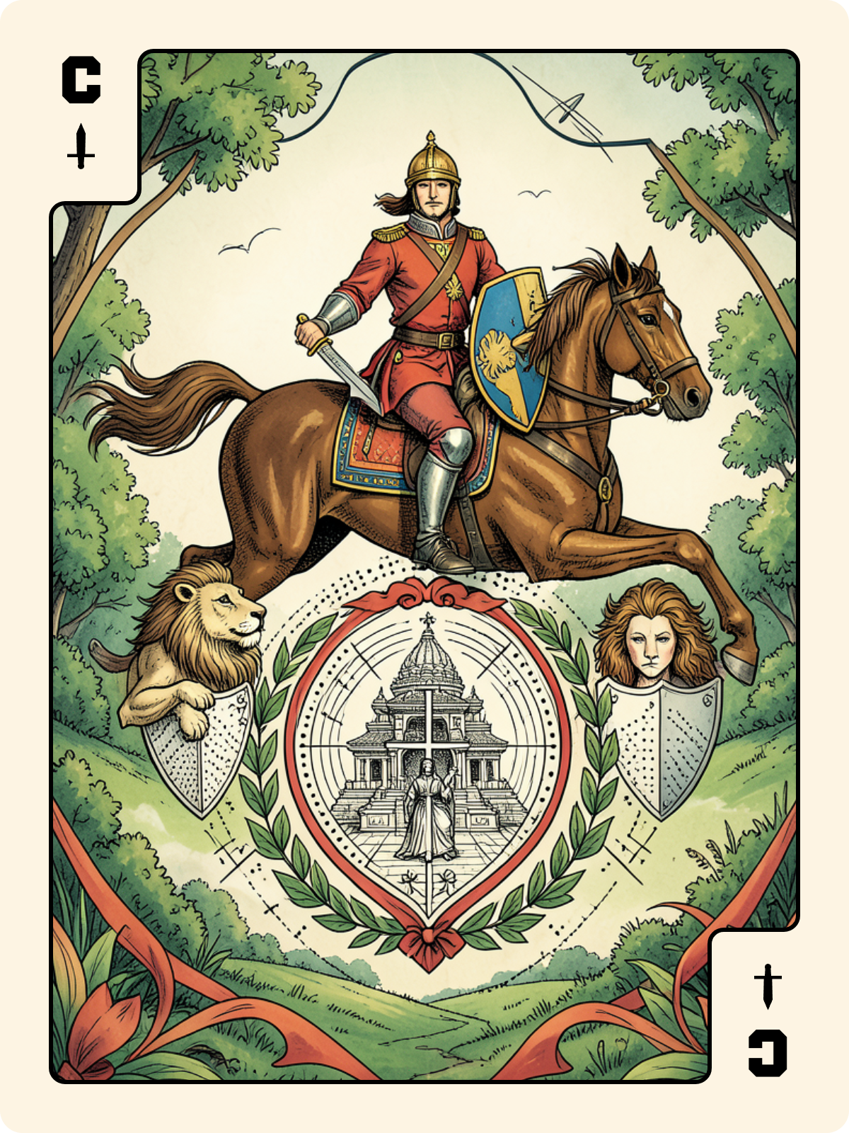 As de Trèfle + Cavalier d'Épée + 2 de Denier