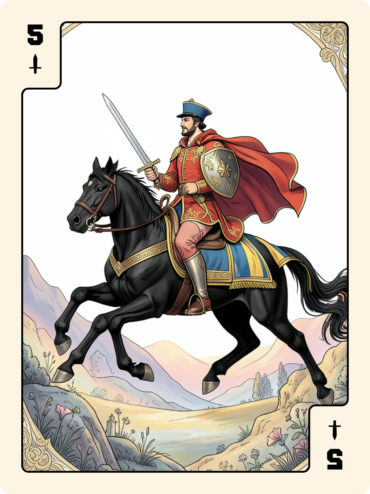 Cavalier d'Épée + 5 d'Épée + 10 de Pique