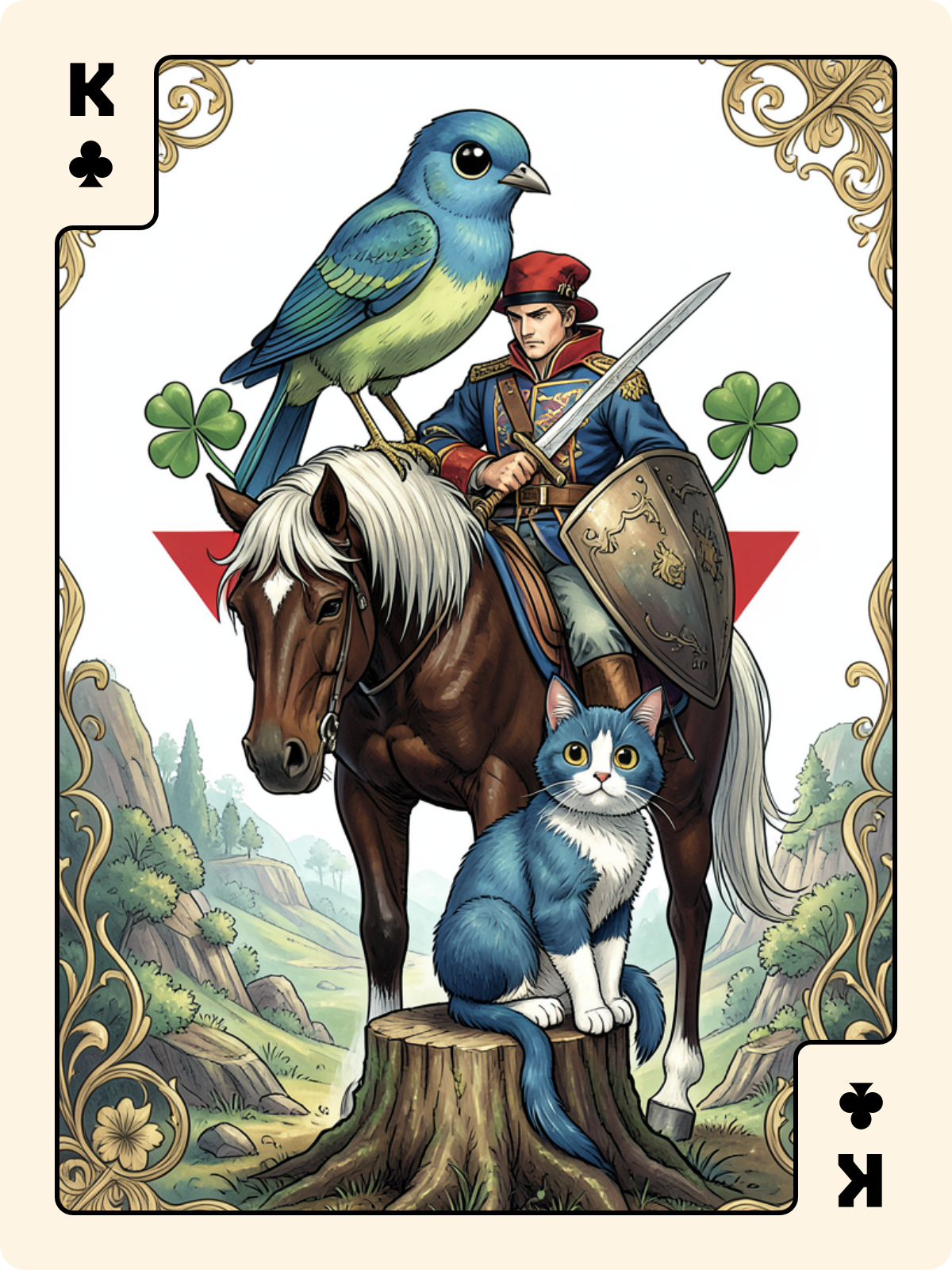 Cavalier de Cœur + Roi de Trèfle + Joker