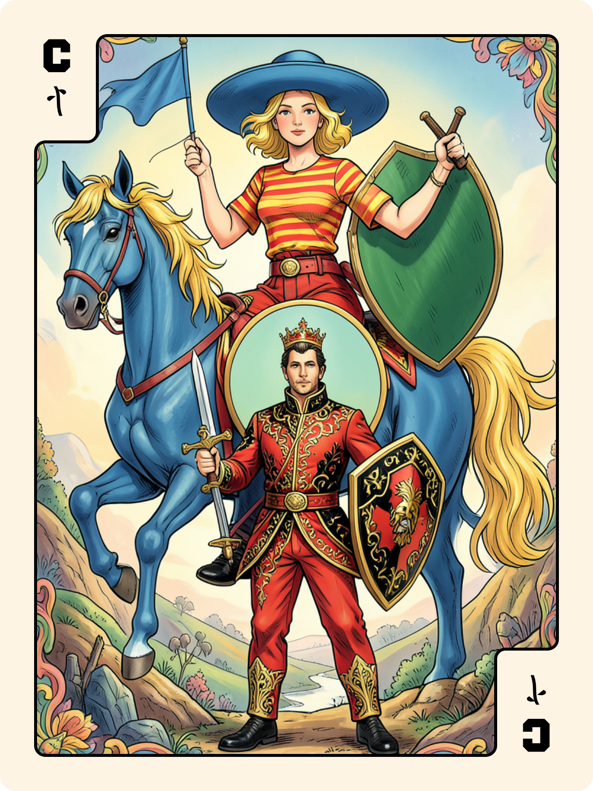 Roi de Bâton + Cavalier de Bâton + Valet de Carreau