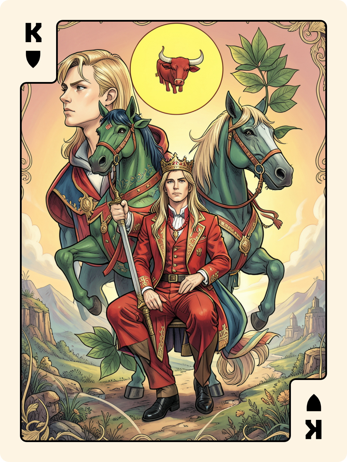 Cavalier de Denier + Roi de Bouclier + Roi de Feuille