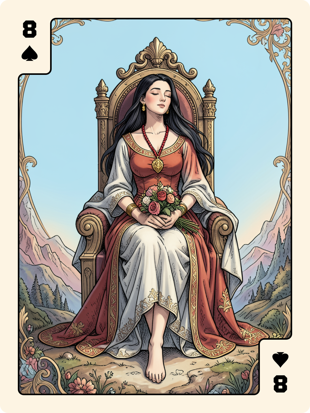 Roi de Trèfle + 8 de Pique + Dame de Cœur