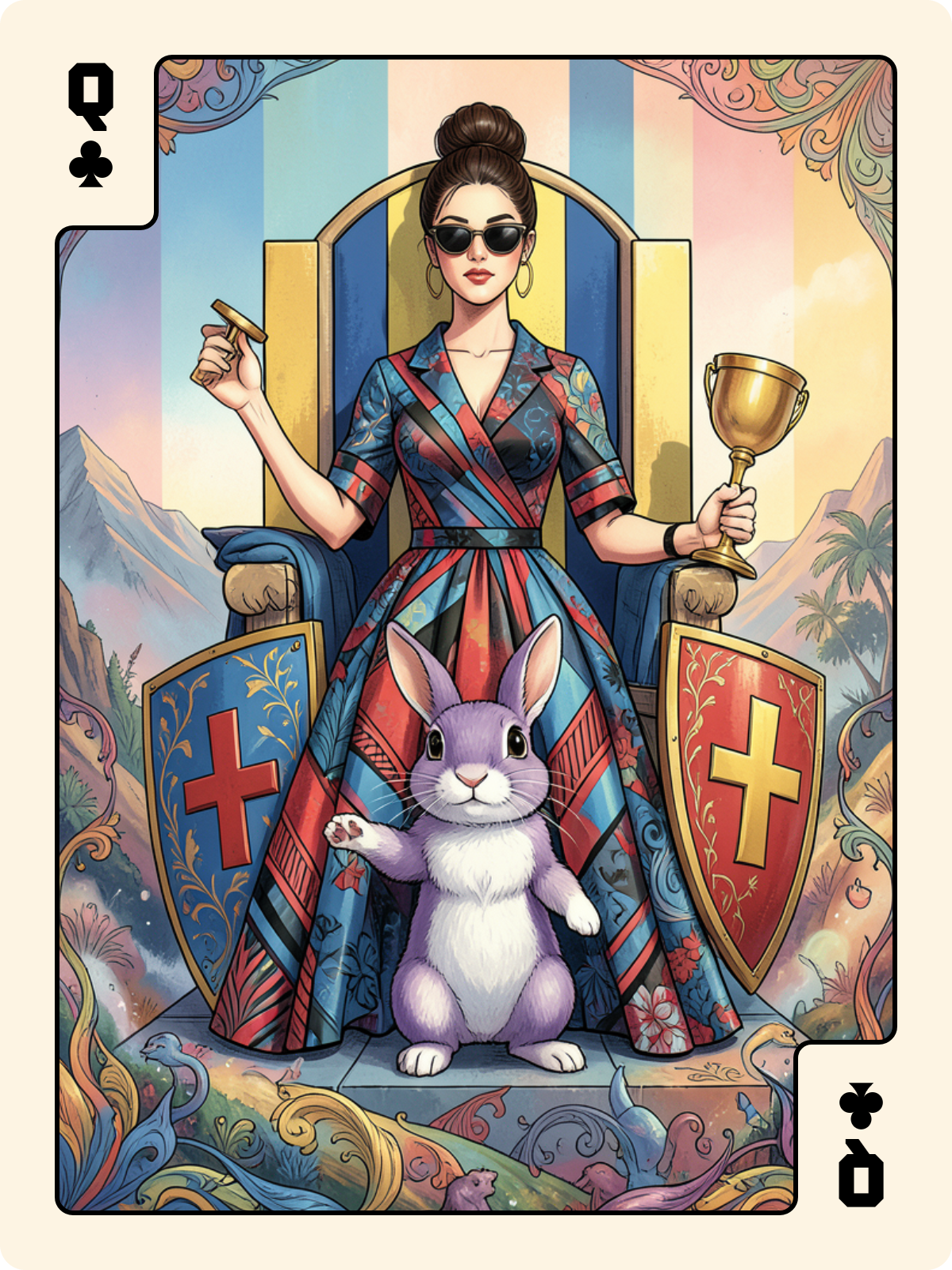 Dame de Carreau + Dame de Trèfle + Roi de Bouclier