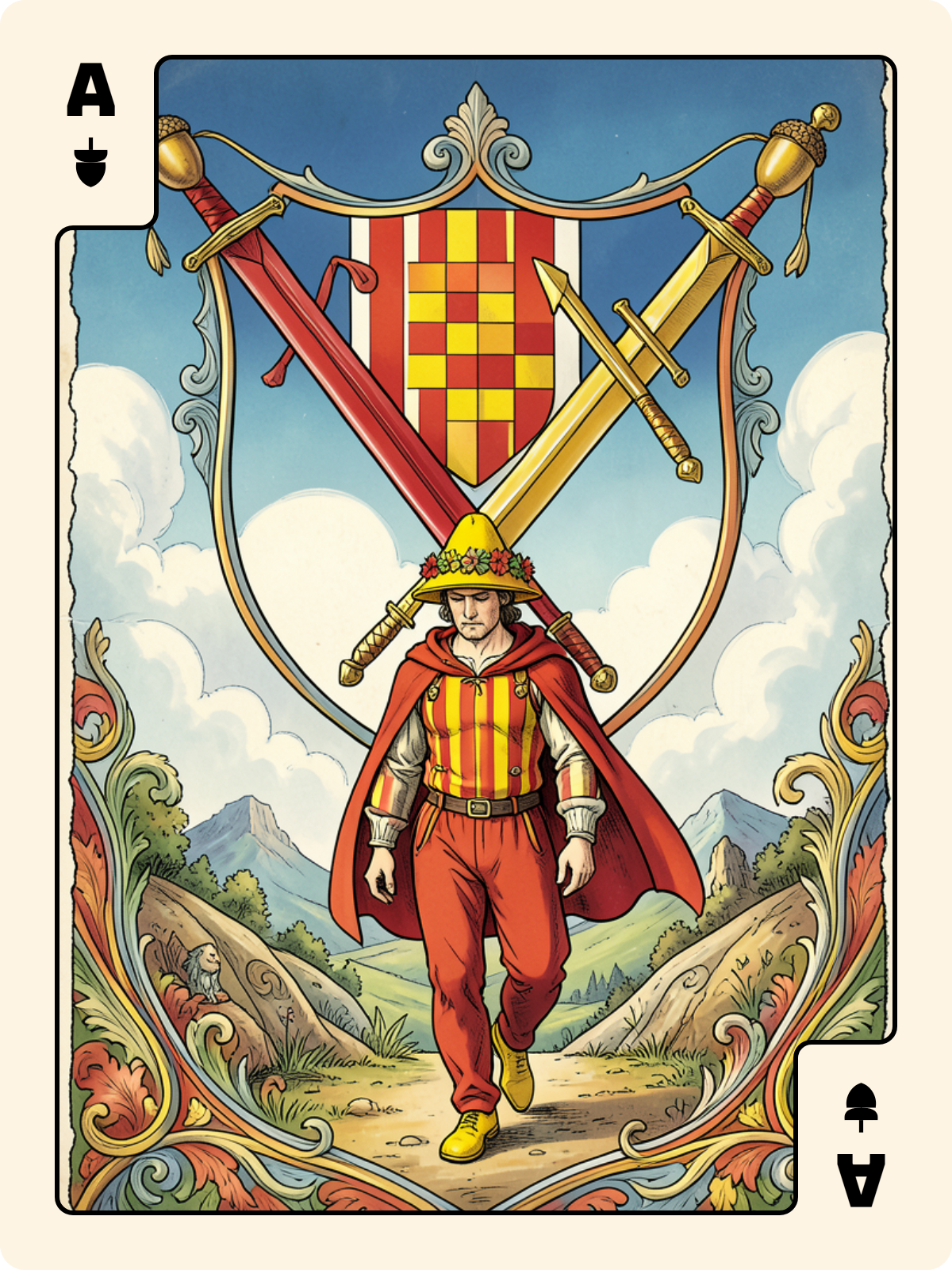 2 de Bâton + As de Gland + Valet de Coupe