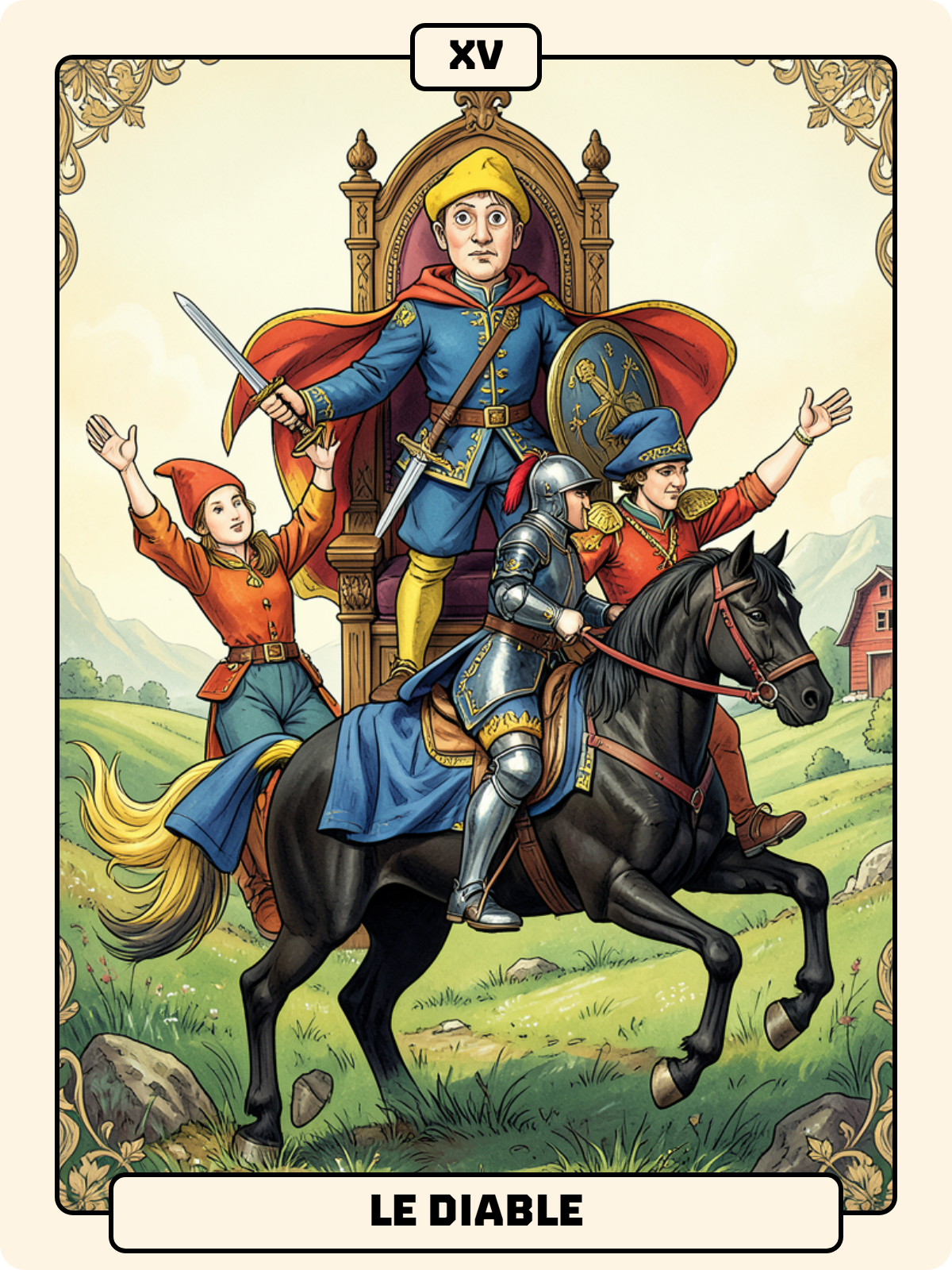 Cavalier de Bâton + Atout 15 + Cavalier d'Épée