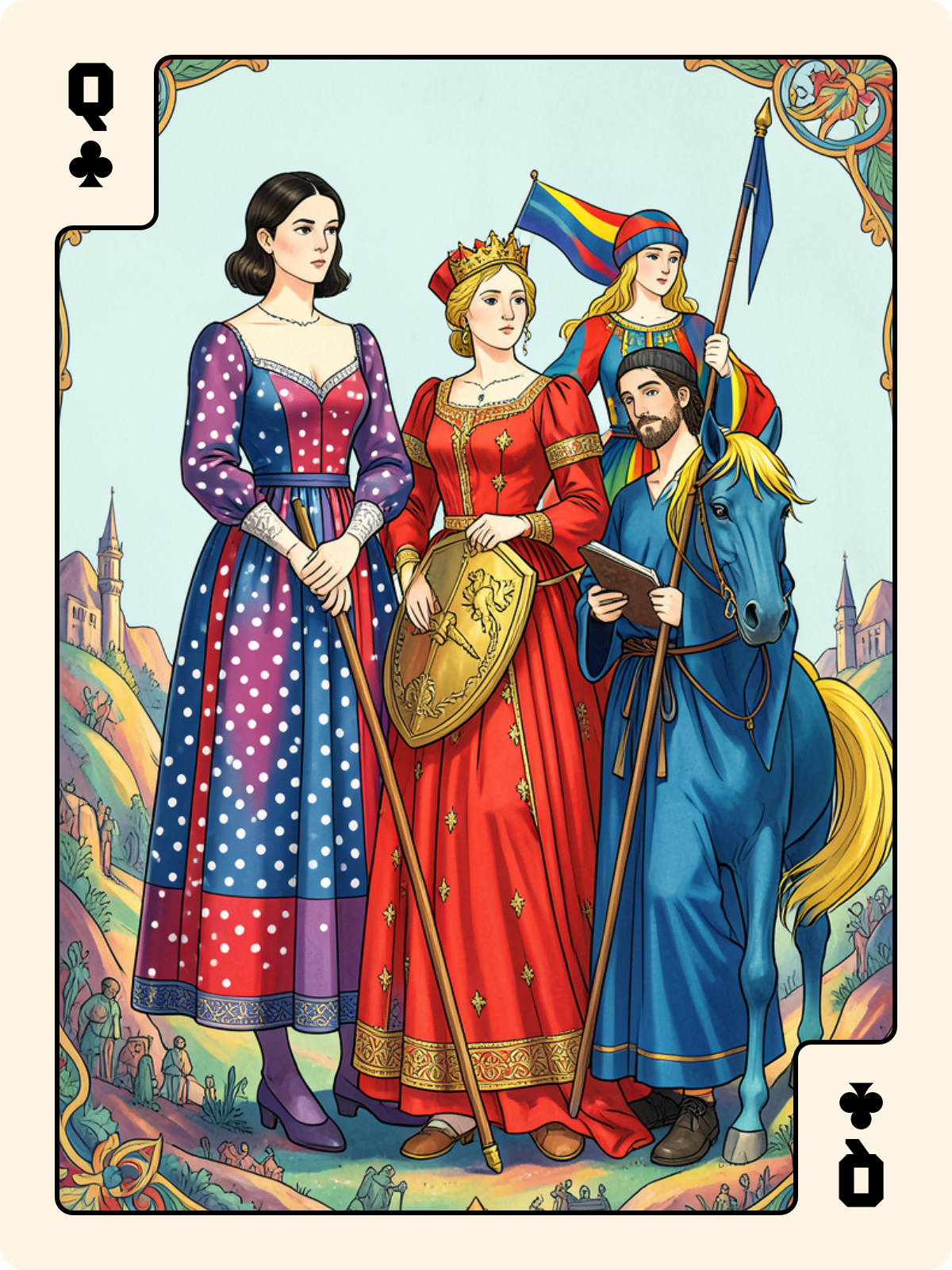 Atout 3 + Dame de Trèfle + Cavalier de Bâton
