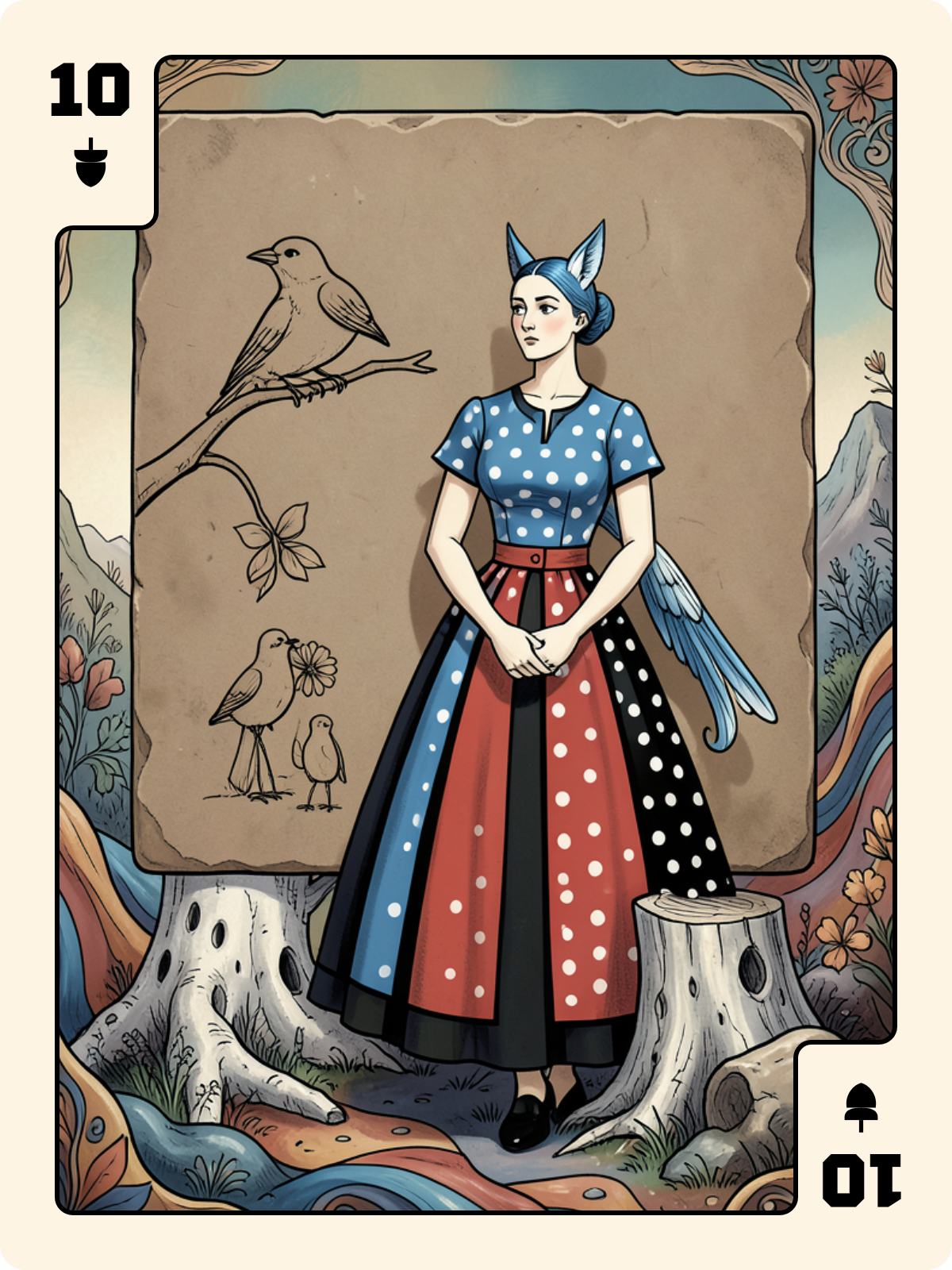 Dame de Trèfle + 10 de Gland + Joker
