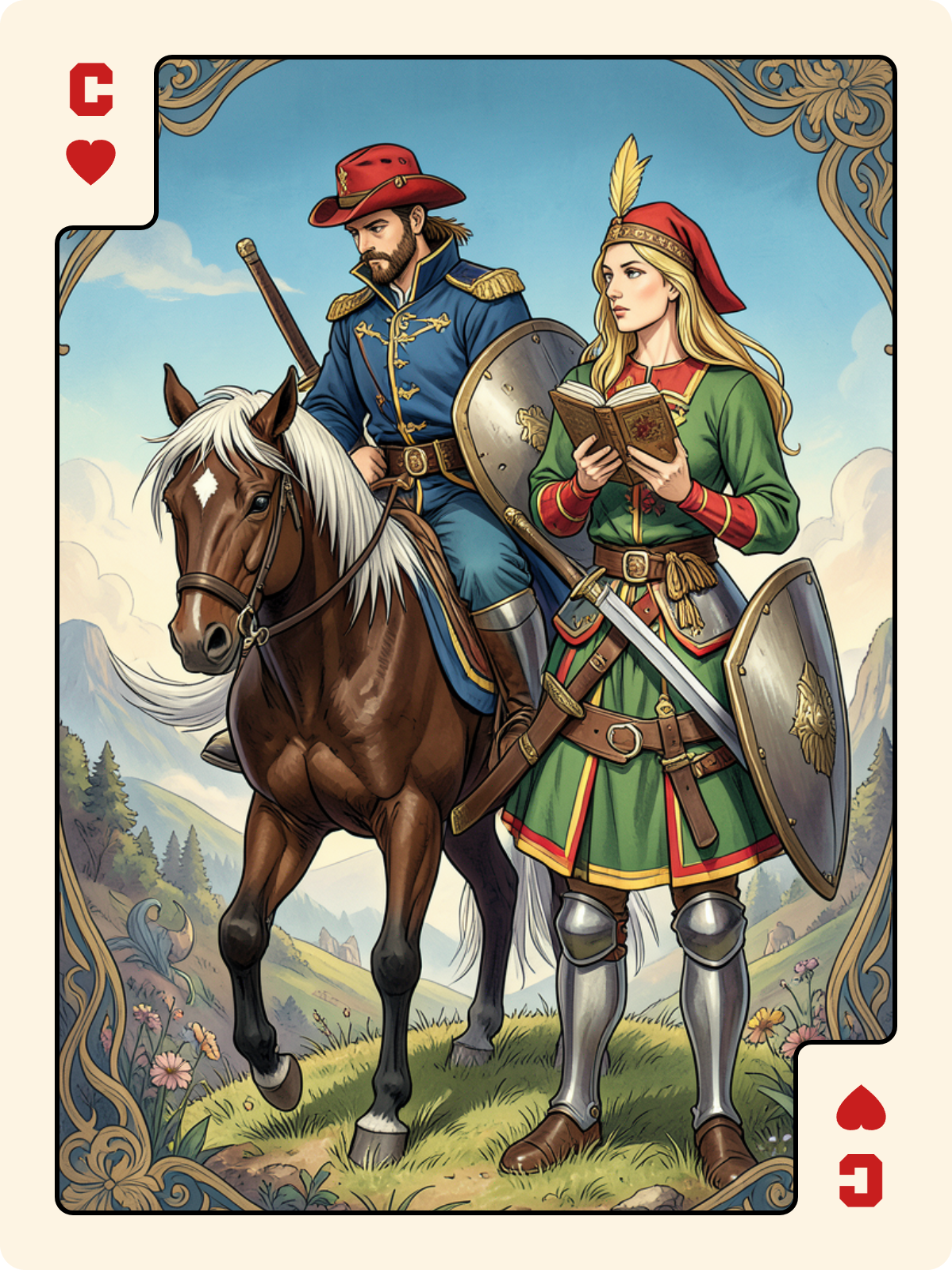 Dame de Trèfle + Cavalier de Cœur + Mat