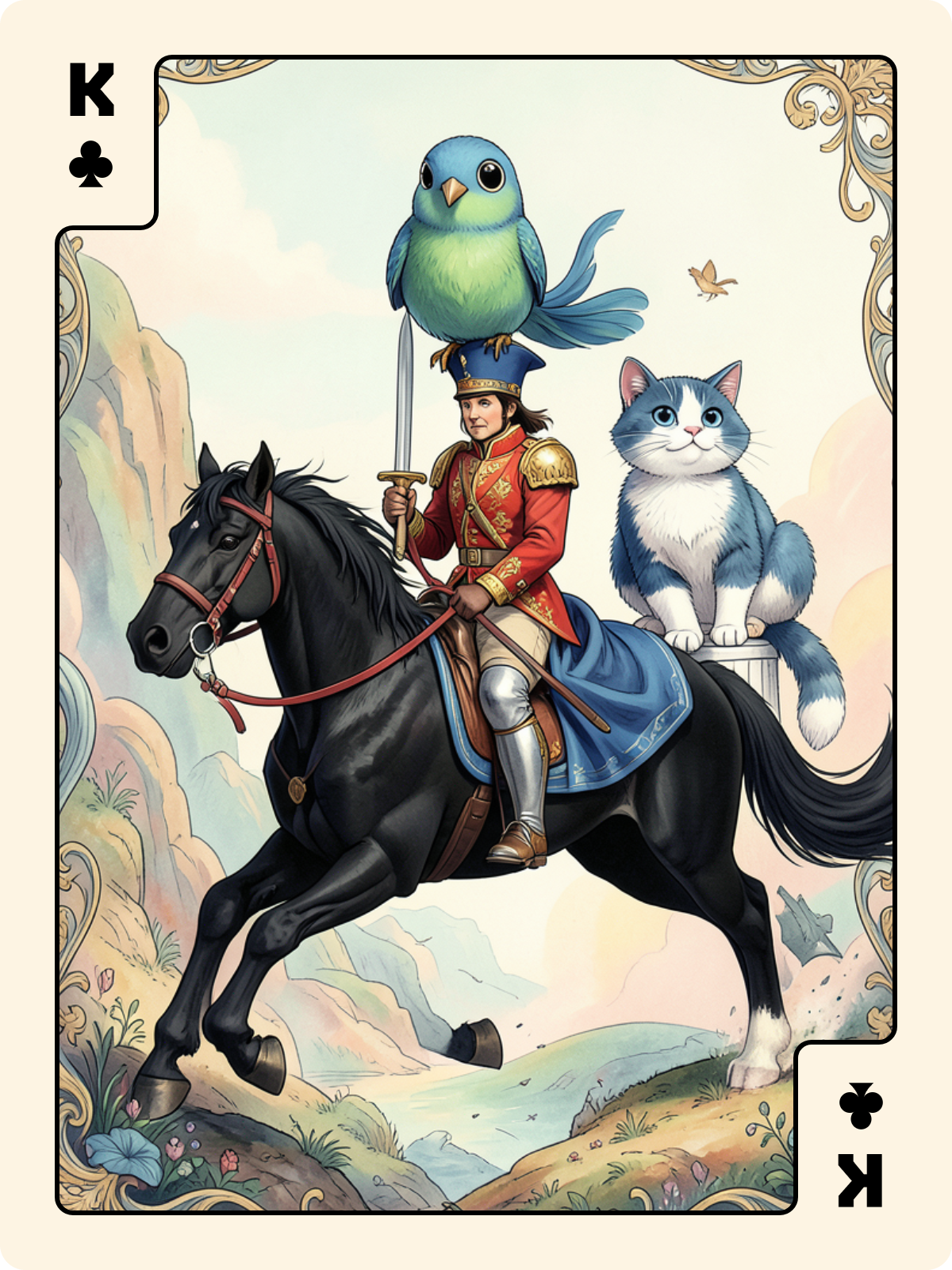 Cavalier d'Épée + Roi de Trèfle + Joker