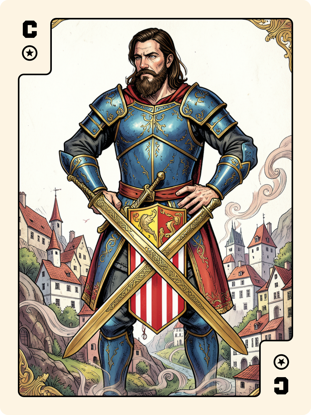 As de Gland + Cavalier de Denier + 2 de Bâton
