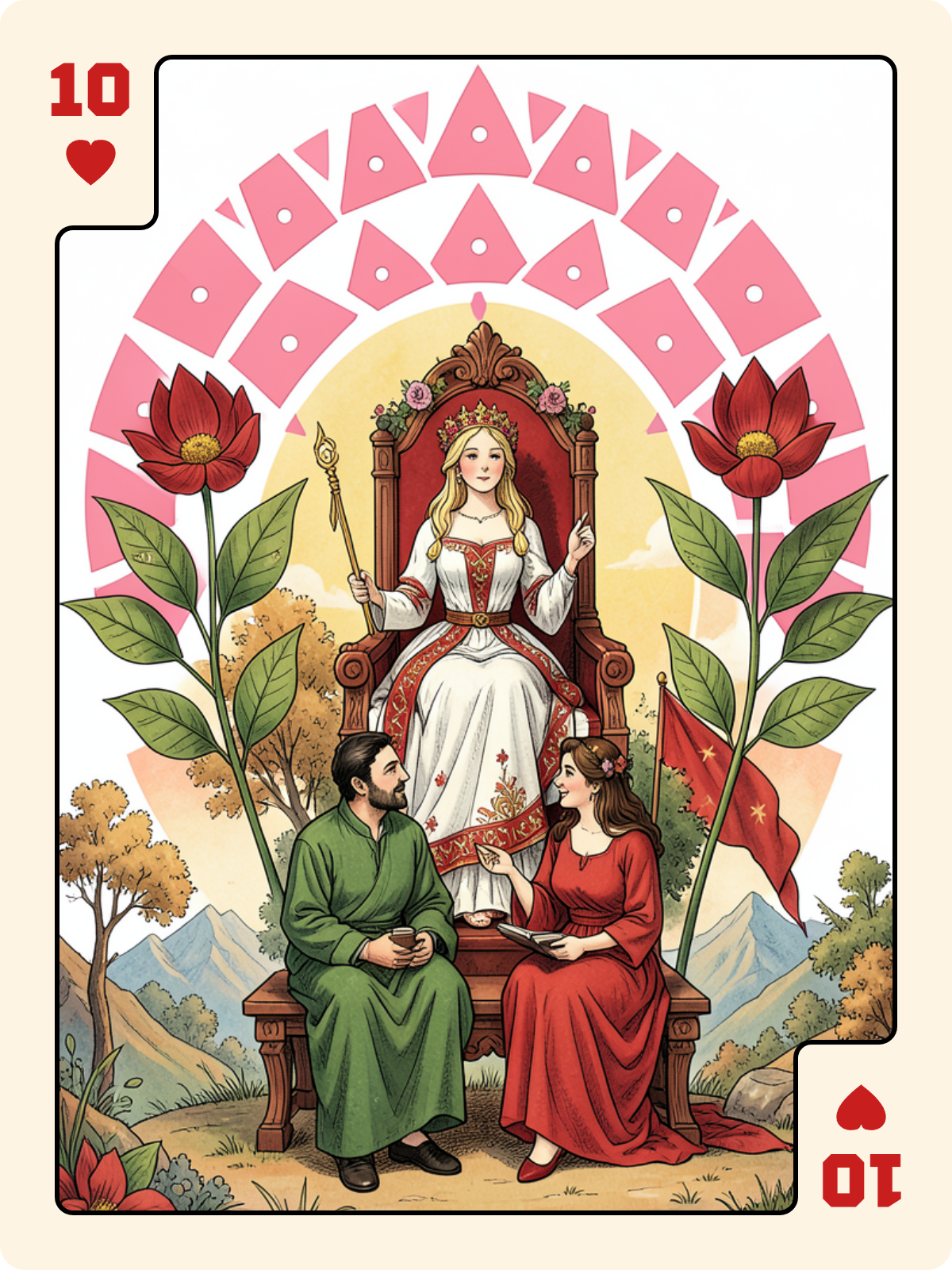 Arcane majeur 3 + 10 de Cœur + 8 de Feuille