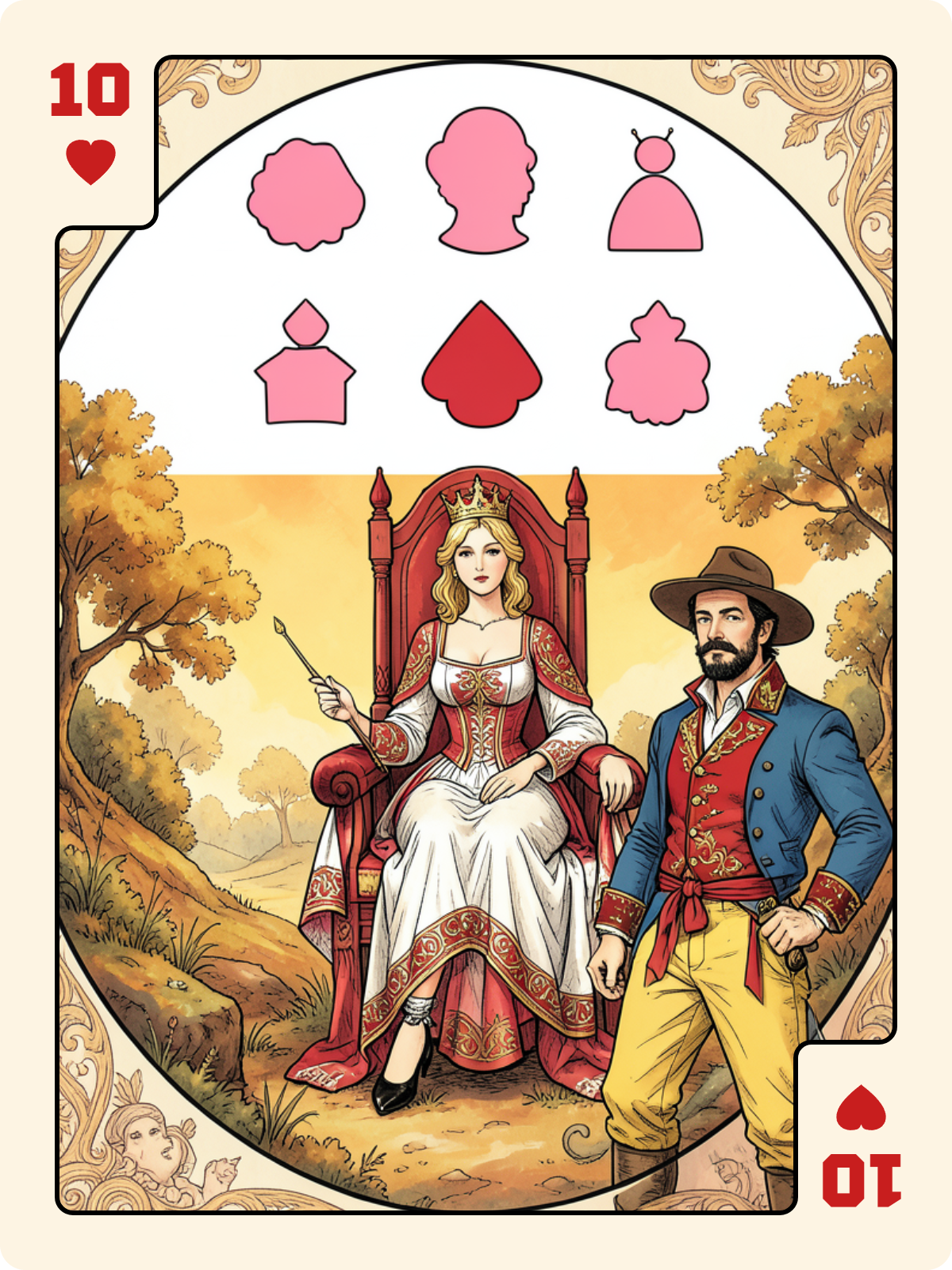 Arcane majeur 3 + 10 de Cœur + Unter de Cœur