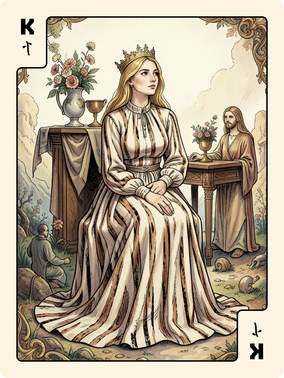 Arcane majeur 1 + Roi de Bâton + Dame de Pique