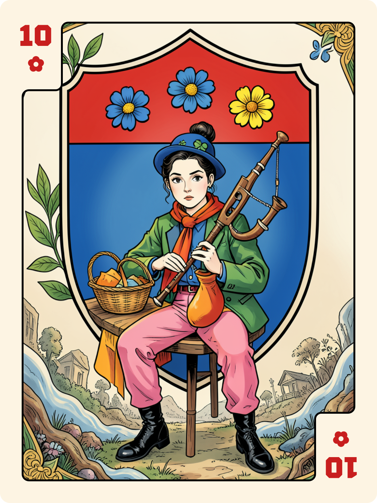 Dame de Pique + 10 de Rose + Unter de Feuille