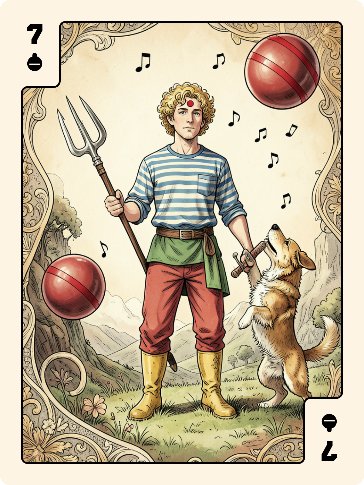 Valet de Trèfle + 7 de Grelot + Ober de Cœur