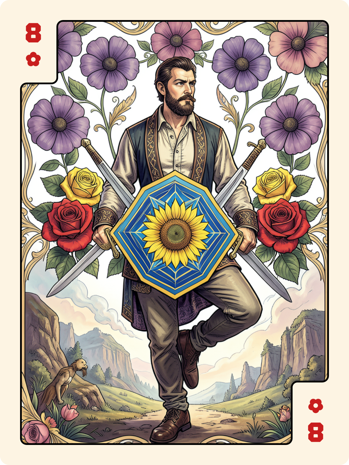 Valet de Pique + 8 de Rose + 8 d'Épée