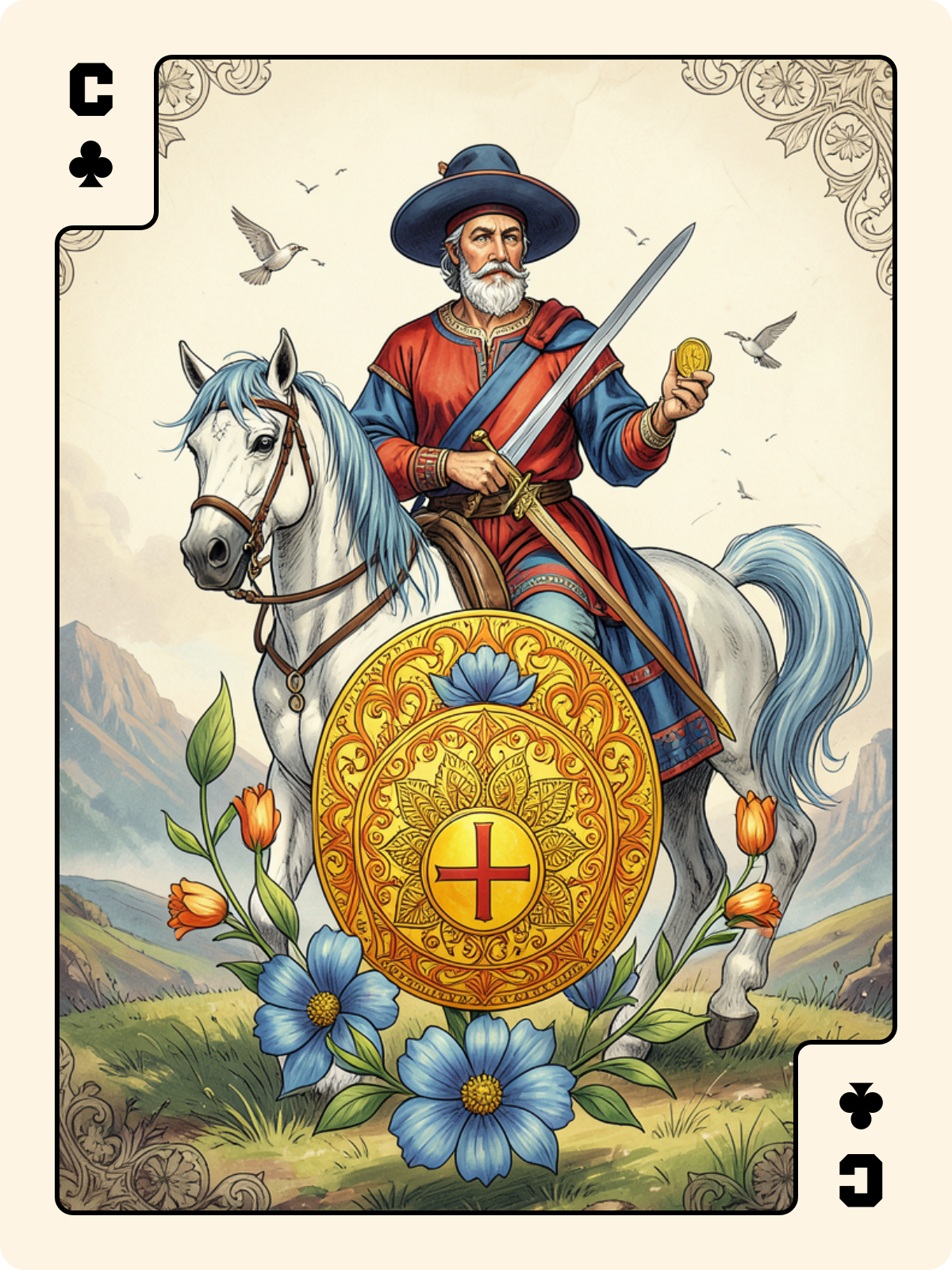 Roi de Denier + Cavalier de Trèfle + As de Denier