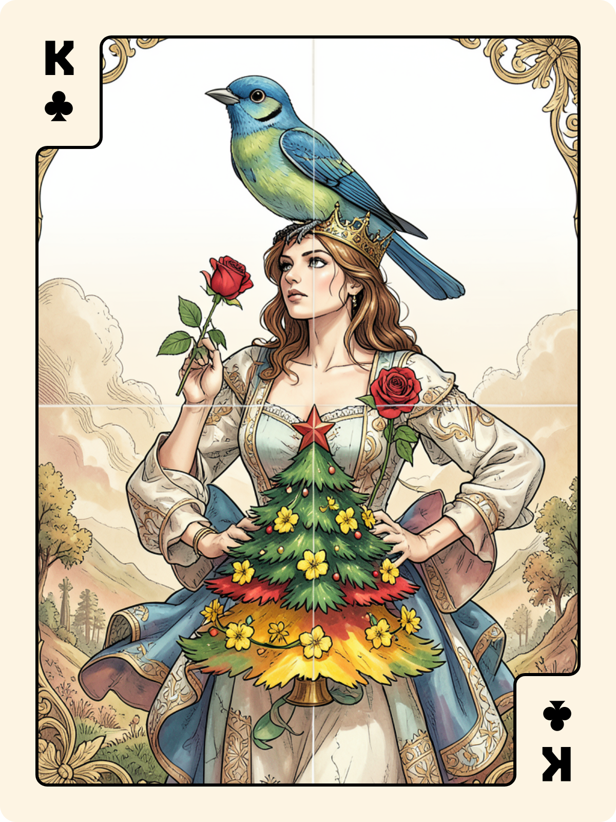 Dame de Carreau + Roi de Trèfle + As de Coupe