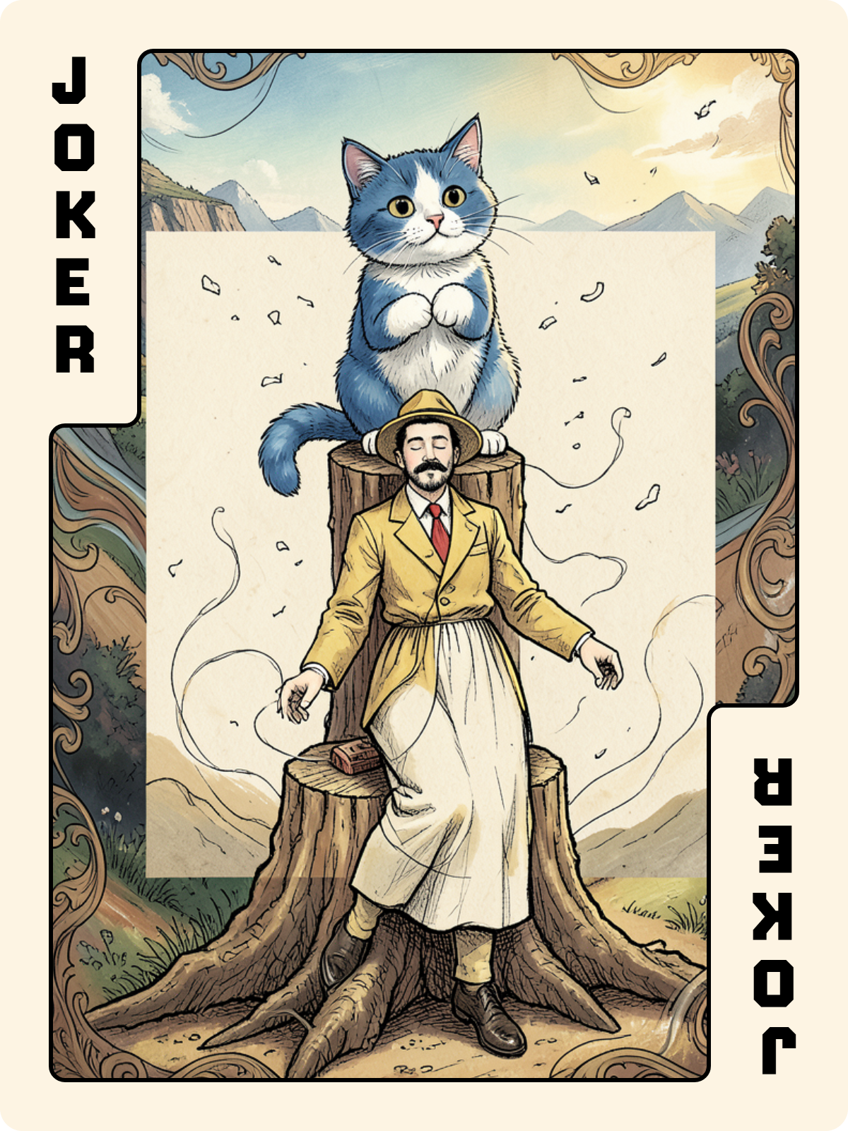 Valet de Bâton + Joker + Roi de Cœur