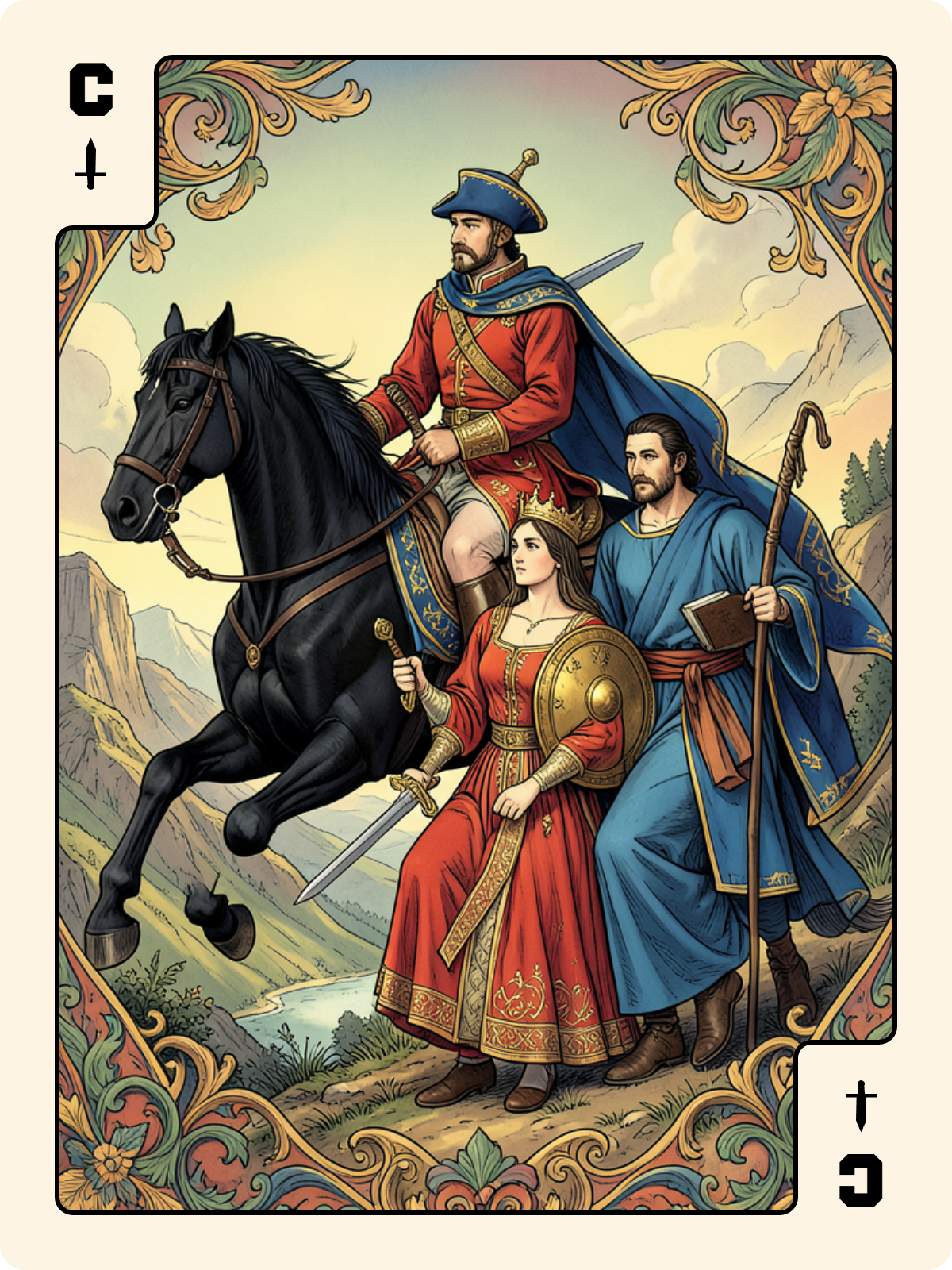 Atout 3 + Cavalier d'Épée + Roi de Cœur