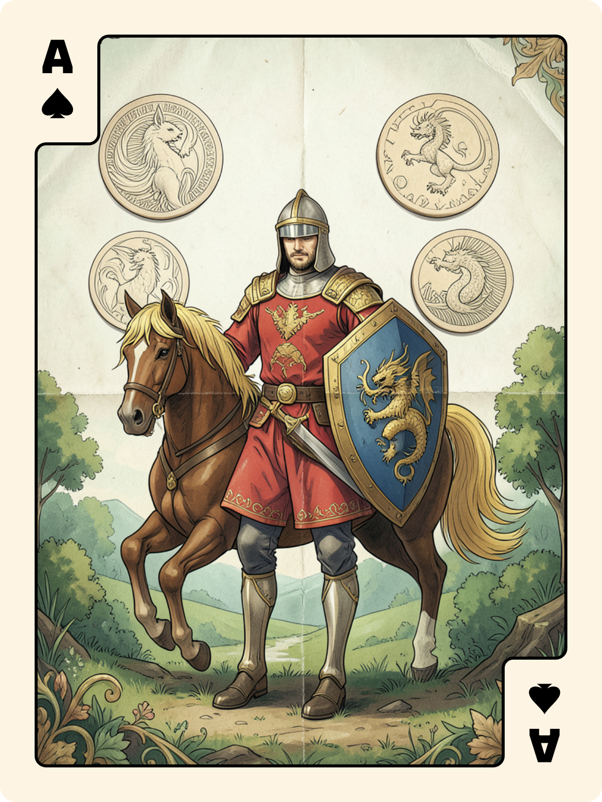 Cavalier d'Épée + As de Pique + 6 de Grelot