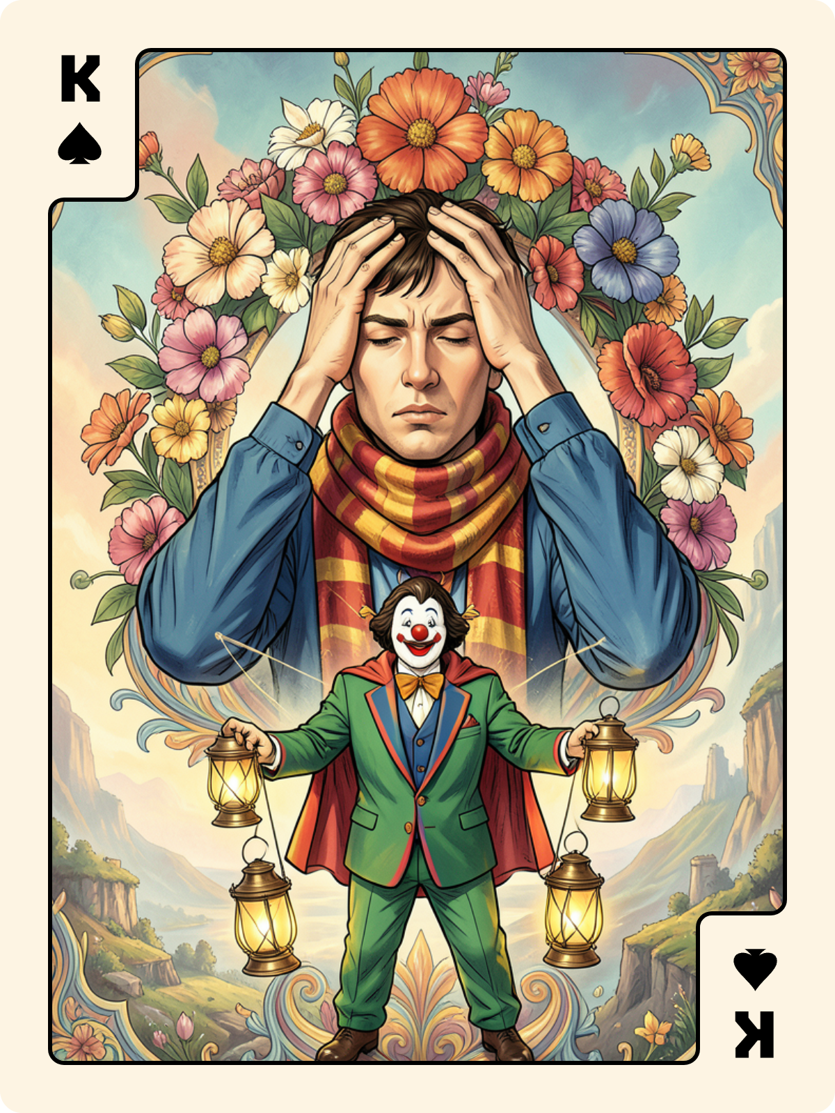7 de Rose + Roi de Pique + Roi de Grelot