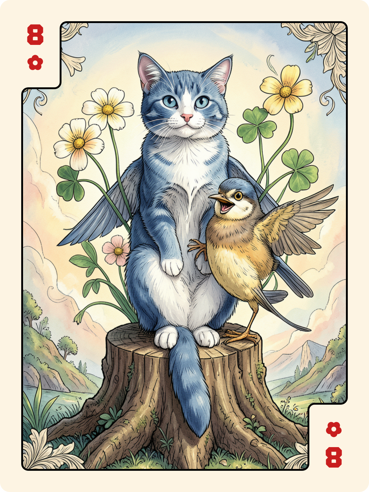 Joker + 8 de Rose + Roi de Trèfle