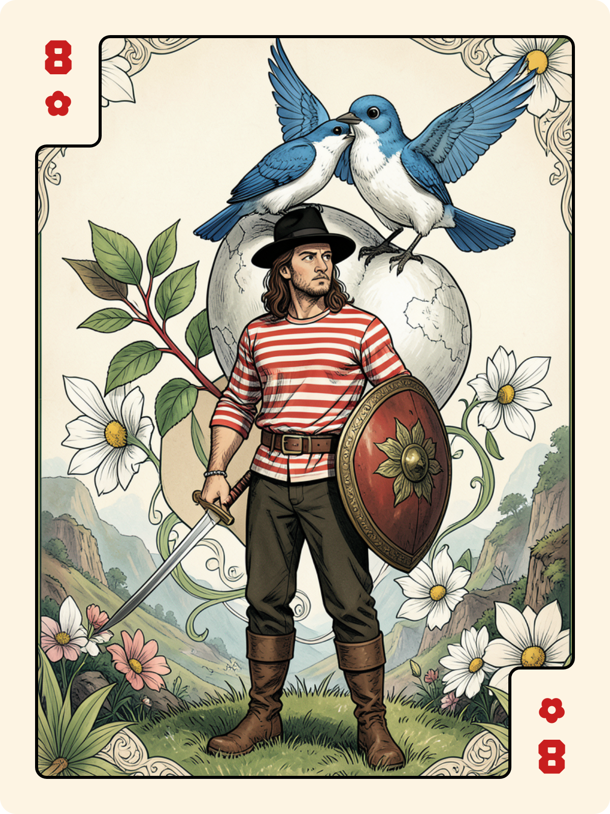 Unter de Feuille + 8 de Rose + Roi de Trèfle