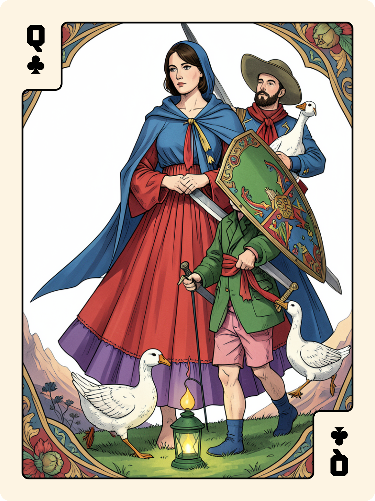 Roi de Bâton + Dame de Trèfle + Unter de Gland