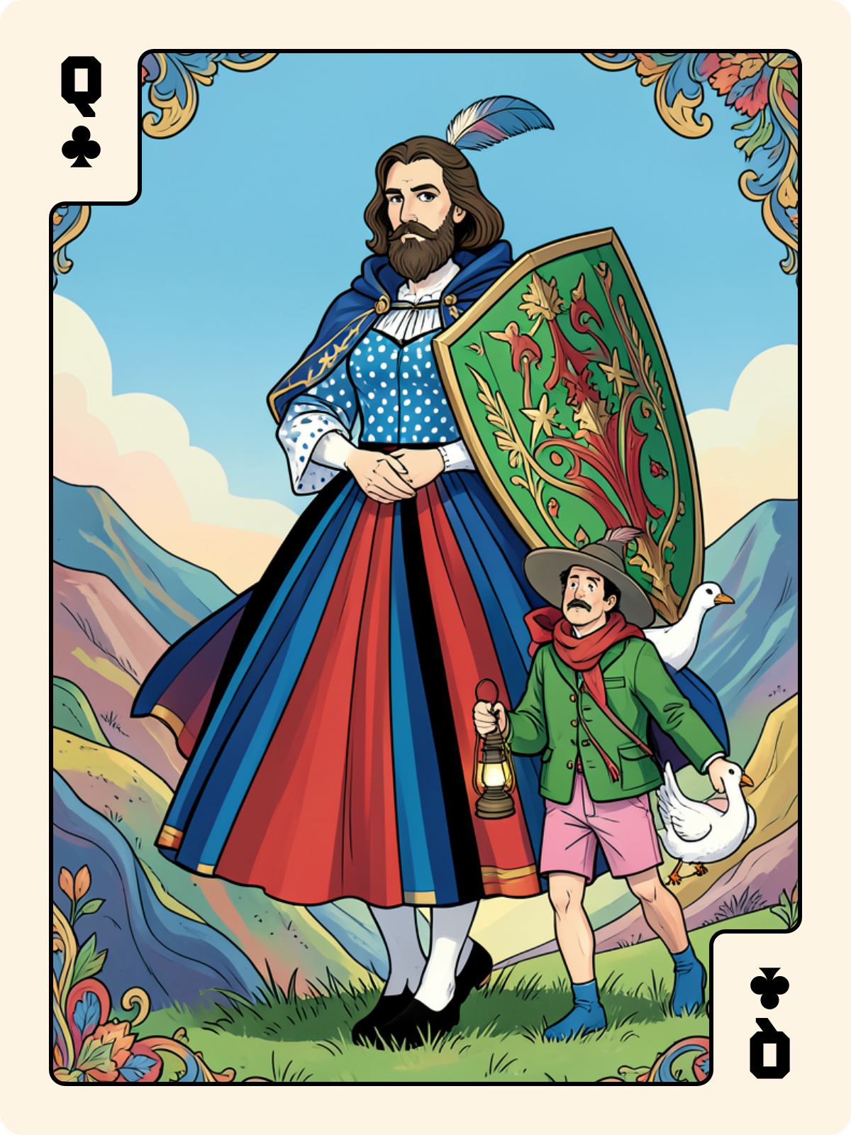 Roi de Bâton + Dame de Trèfle + Unter de Gland