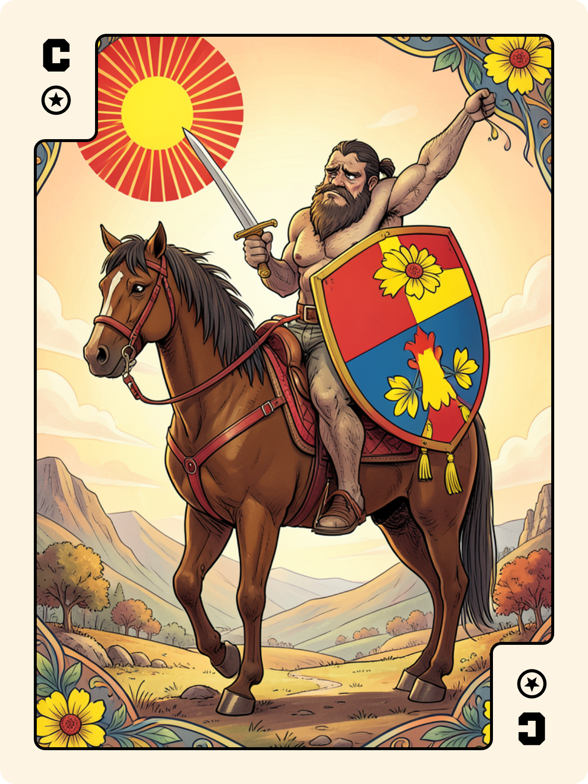 Unter de Bouclier + Cavalier de Denier + 10 de Rose
