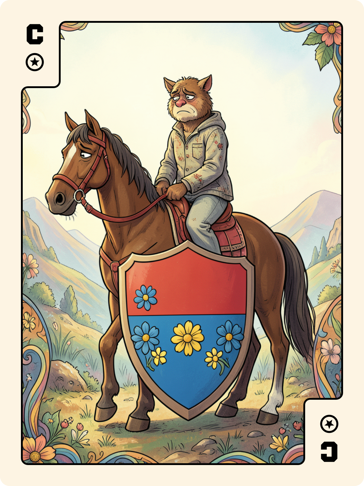 As de Pique + Cavalier de Denier + 10 de Rose